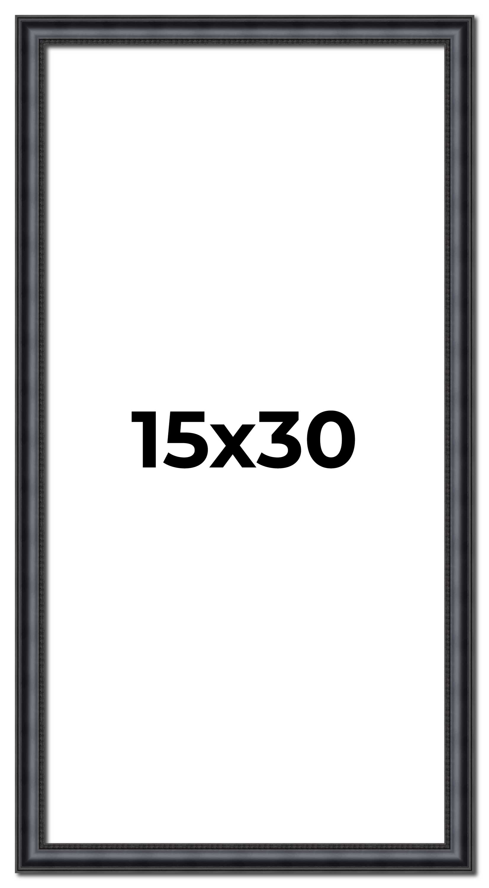 15x30 Frame Black Real Wood Picture Frame Width 1.25 inches | Interior Frame Dep main product image