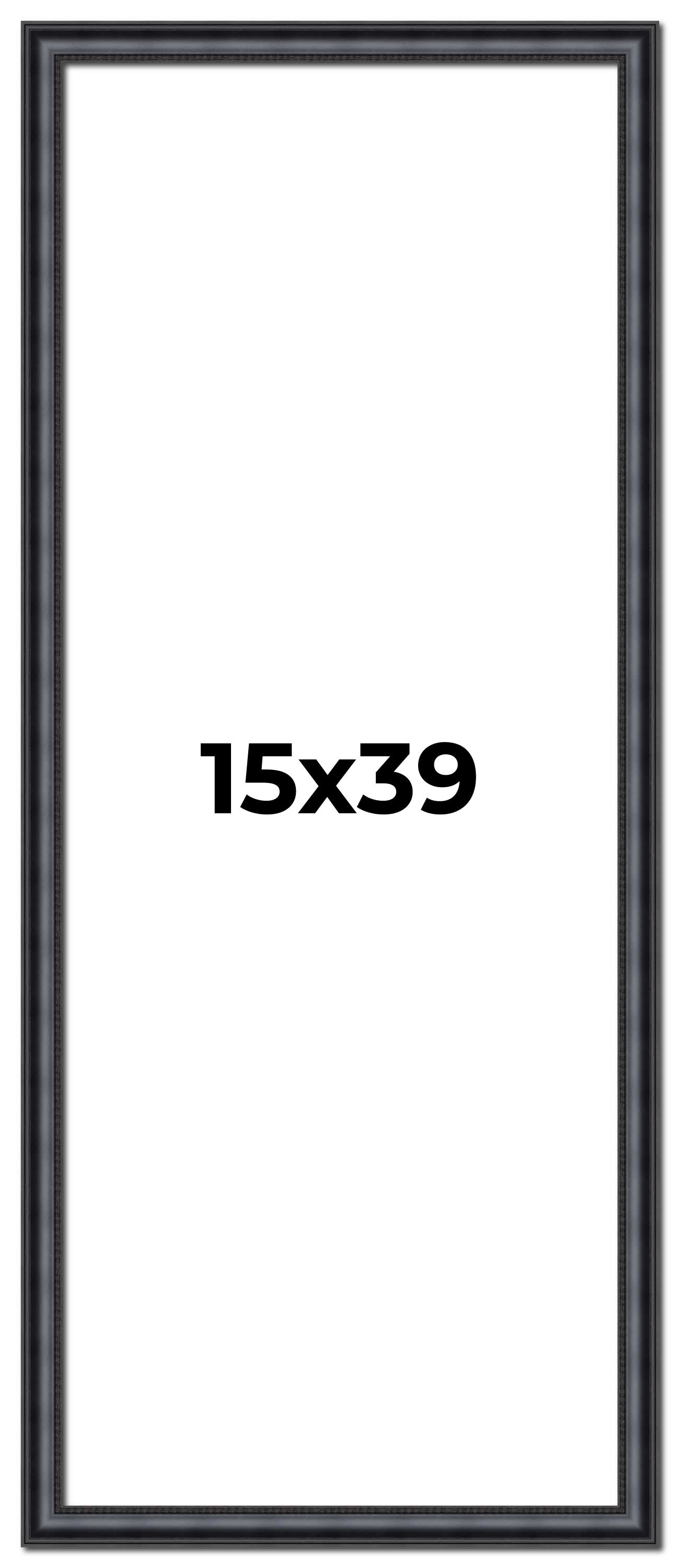 15×39 Frame Black Real Wood Picture Frame Width 1.25 inches | Interior Frame Dep