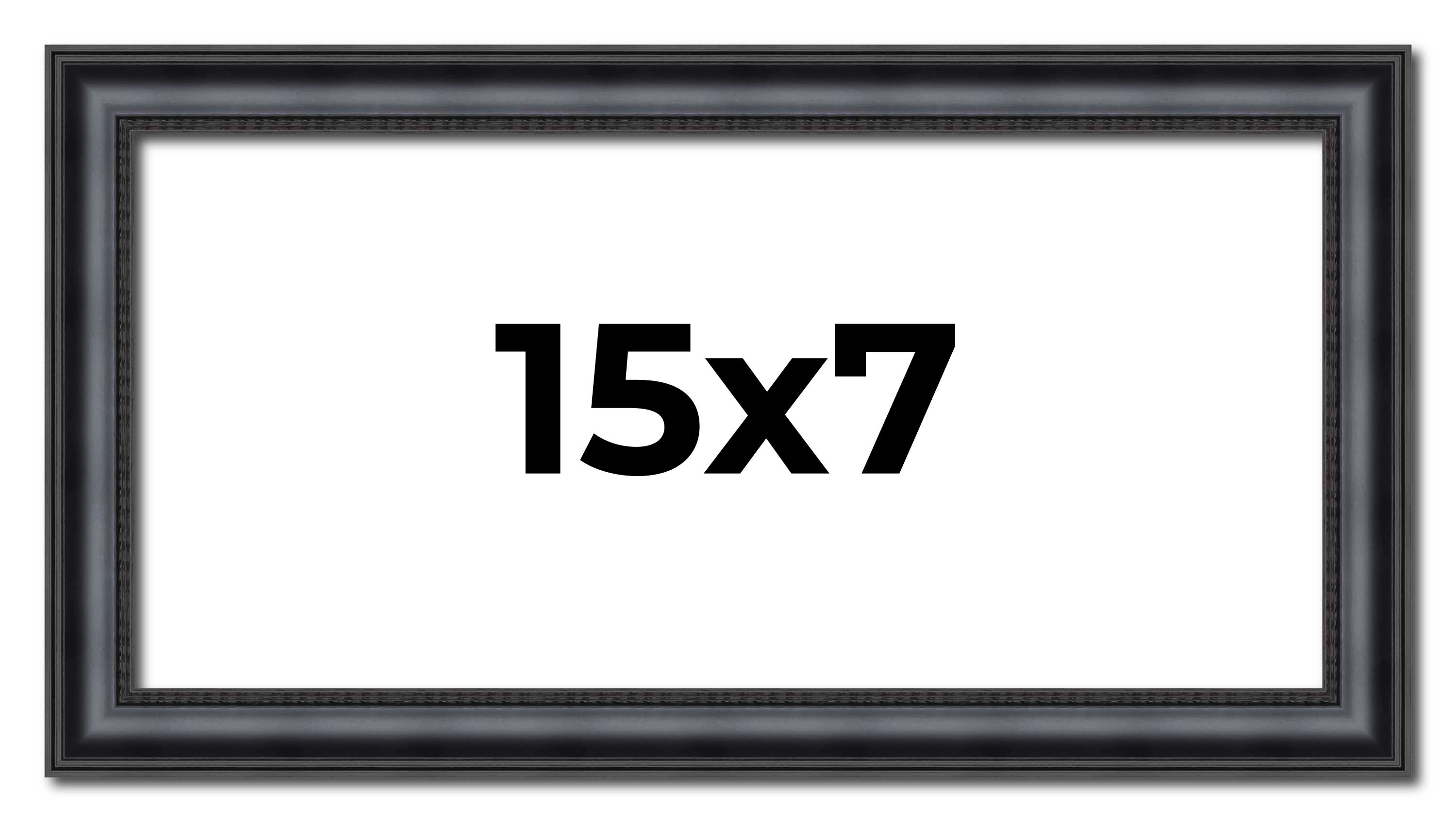 15×7 Frame Black Real Wood Picture Frame Width 1.25 inches | Interior Frame Dept