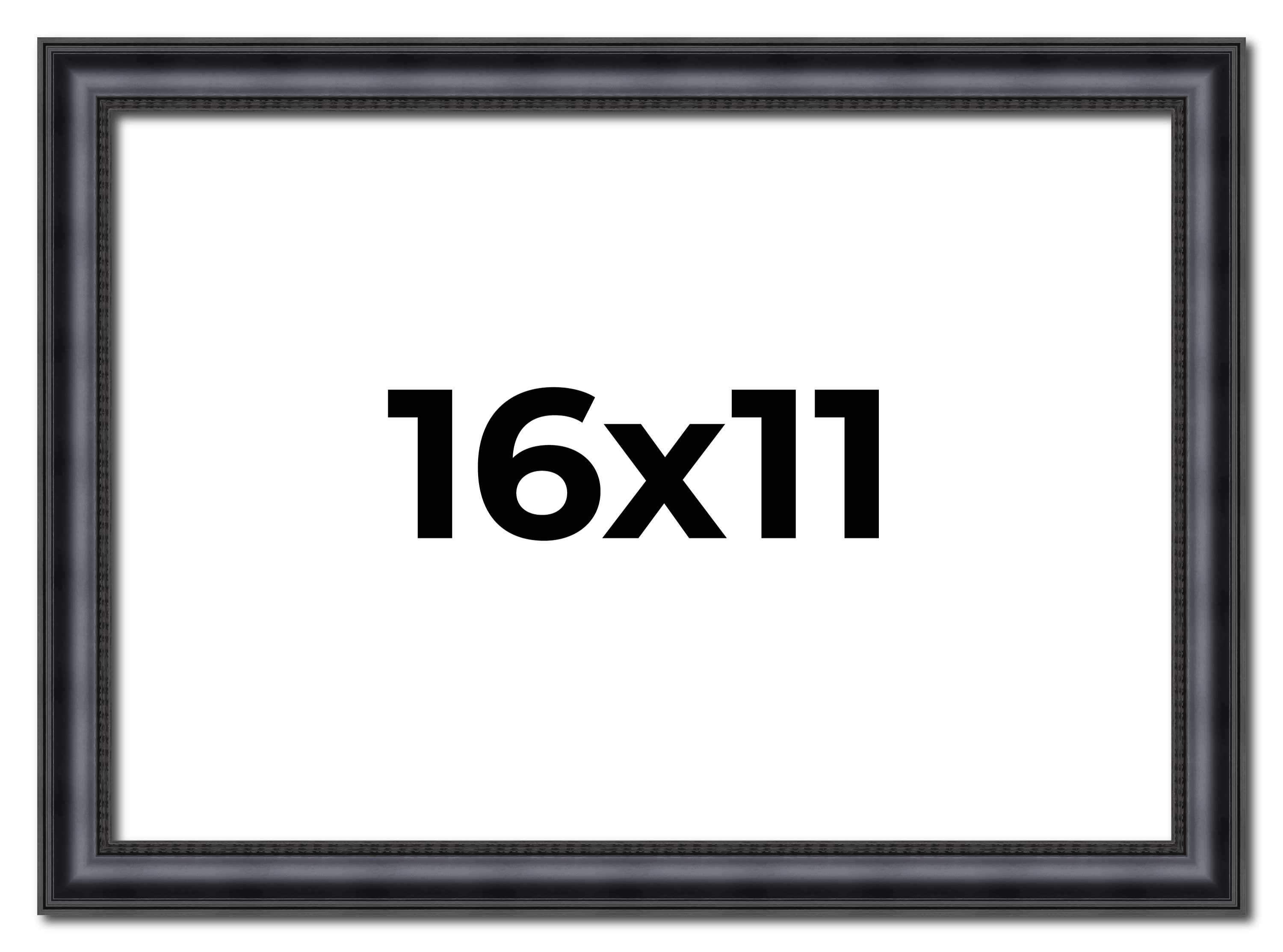16x11 Frame Black Real Wood Picture Frame Width 1.25 inches | Interior Frame Dep main product image
