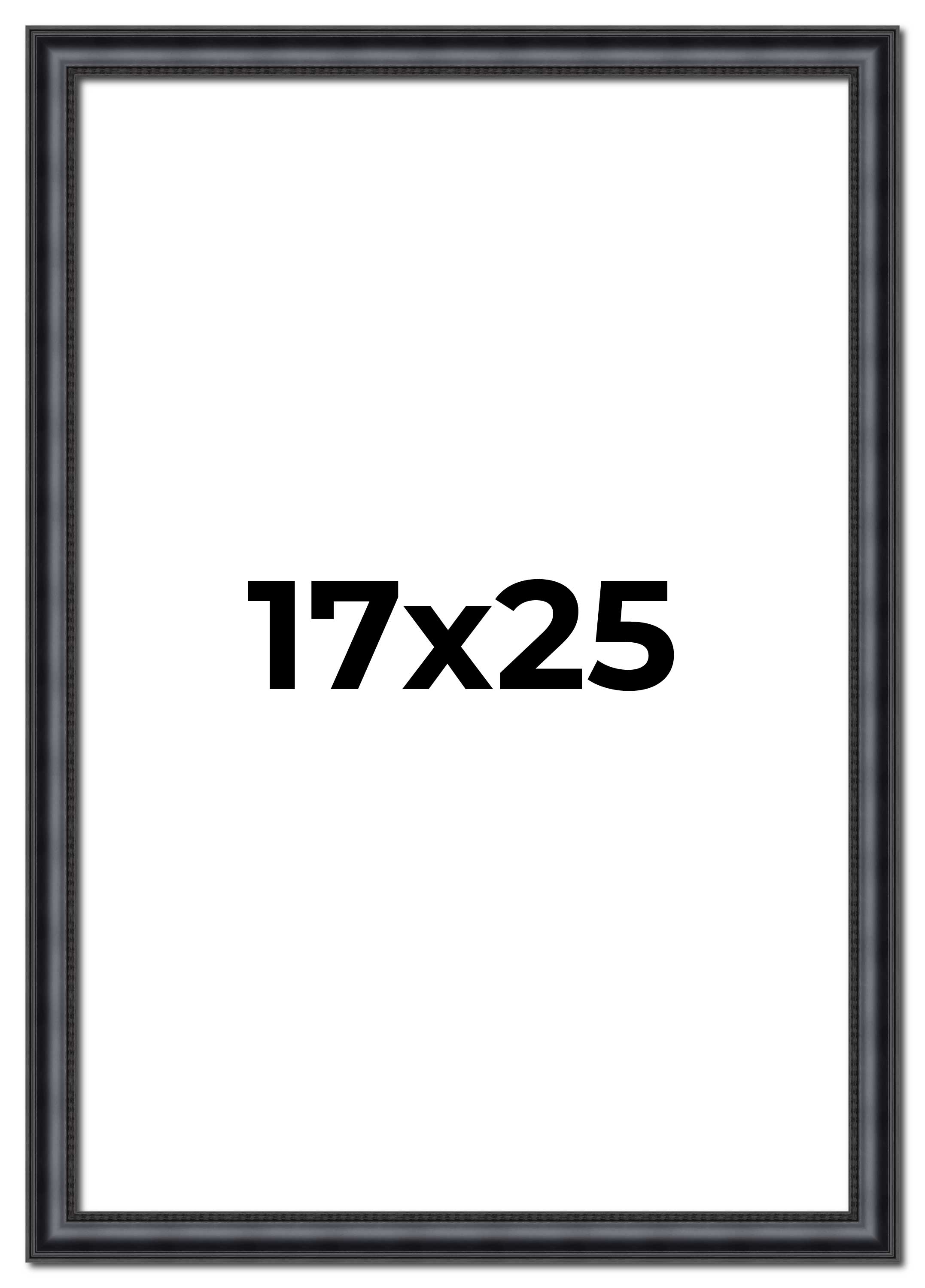 17×25 Frame Black Real Wood Picture Frame Width 1.25 inches | Interior Frame Dep