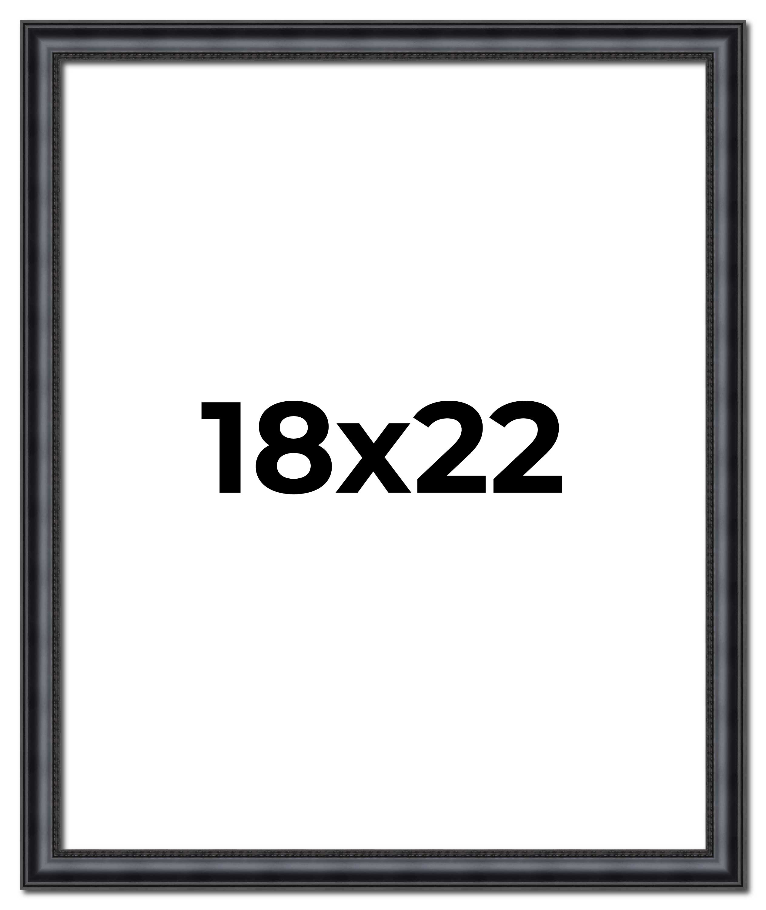 18x22 Frame Black Real Wood Picture Frame Width 1.25 inches | Interior Frame Dep