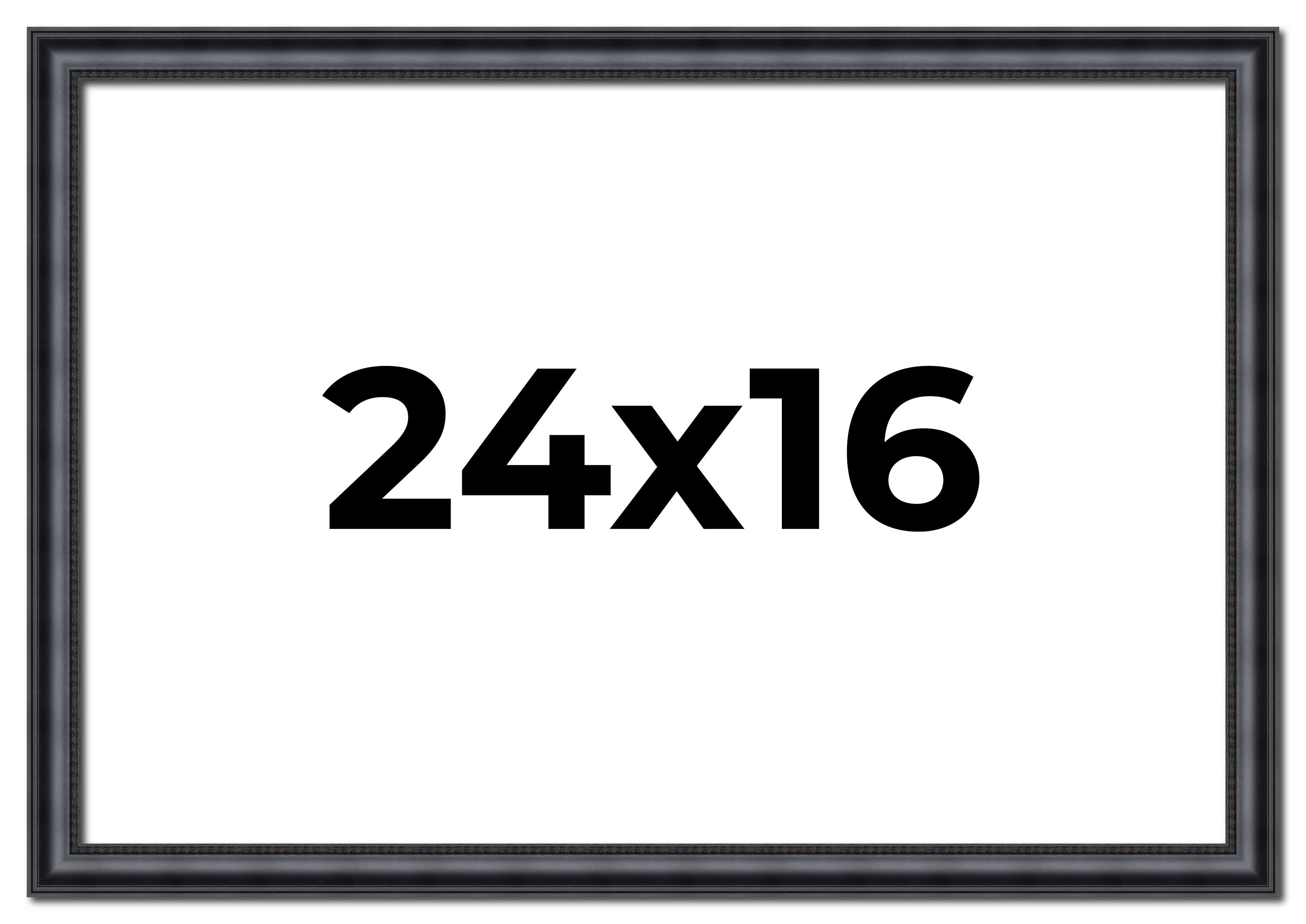 24×16 Frame Black Real Wood Picture Frame Width 1.25 inches | Interior Frame Dep