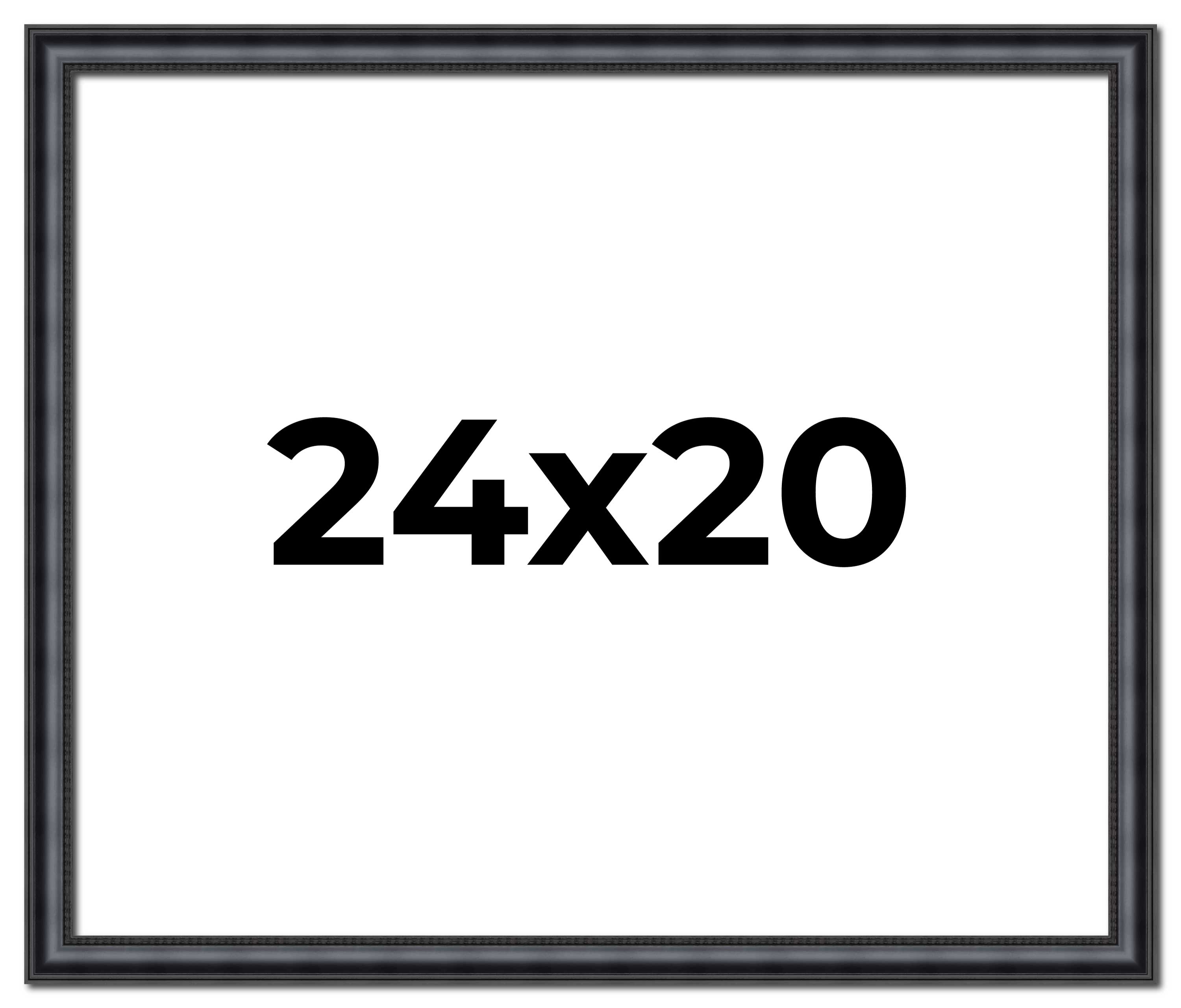 24x20 Frame Black Real Wood Picture Frame Width 1.25 inches | Interior Frame Dep main product image