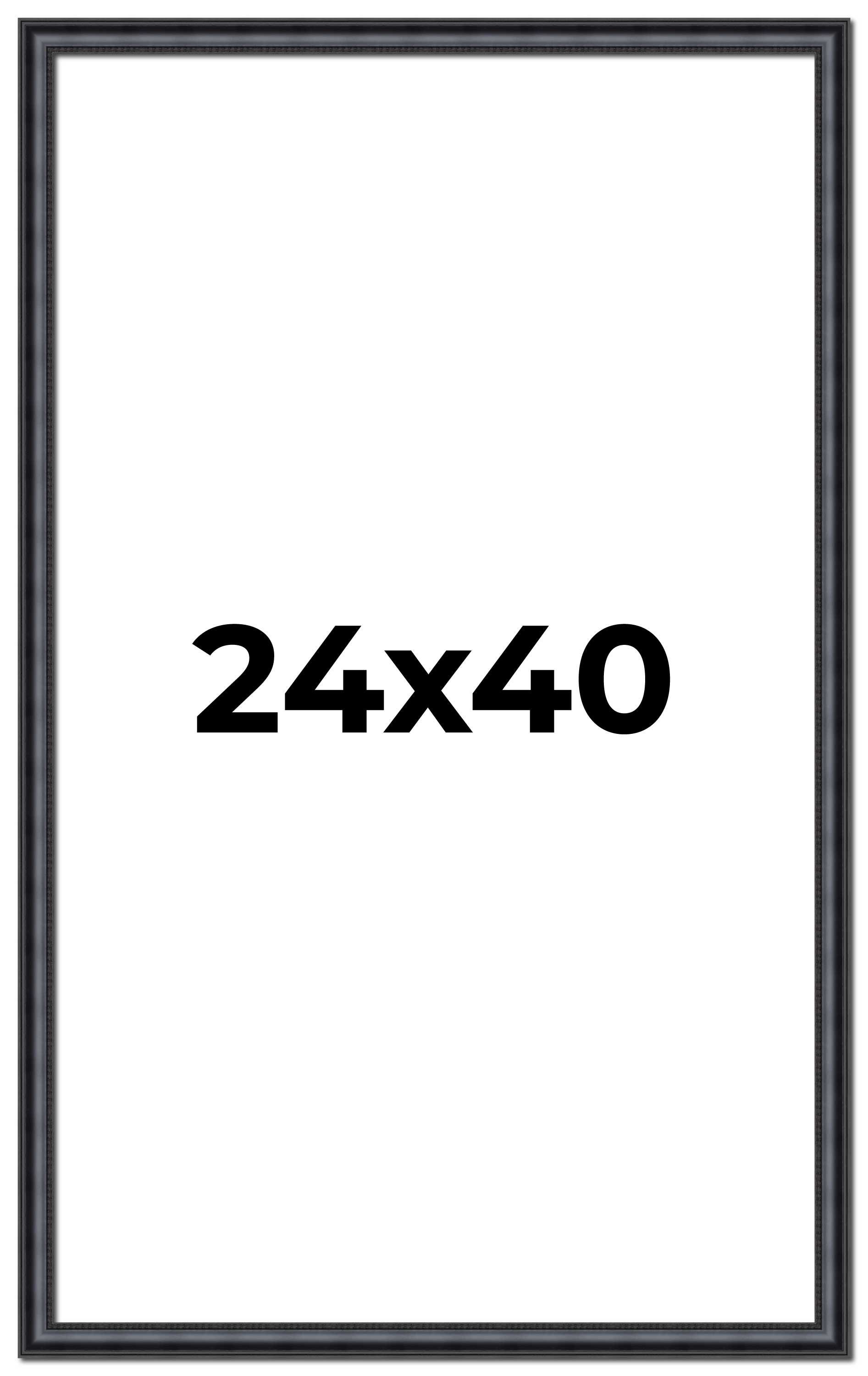 24×40 Frame Black Real Wood Picture Frame Width 1.25 inches | Interior Frame Dep