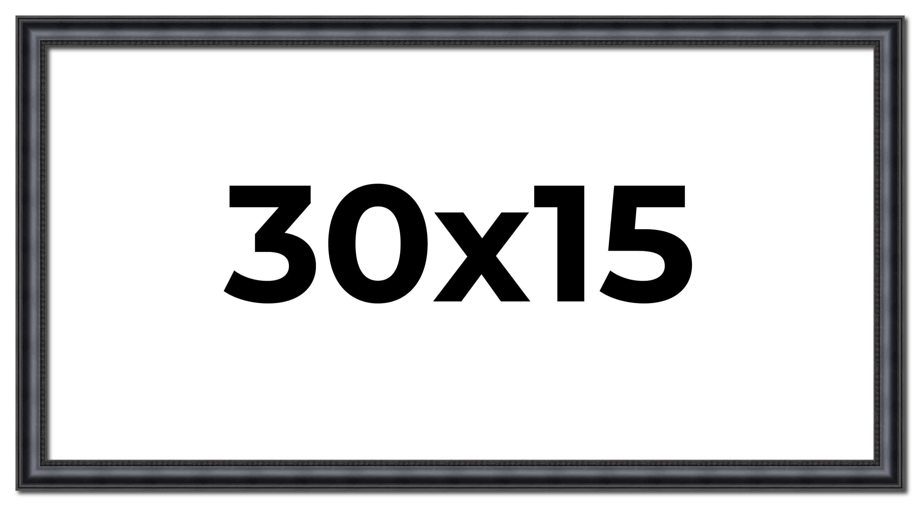 30x15 Frame Black Real Wood Picture Frame Width 1.25 inches | Interior Frame Dep main product image