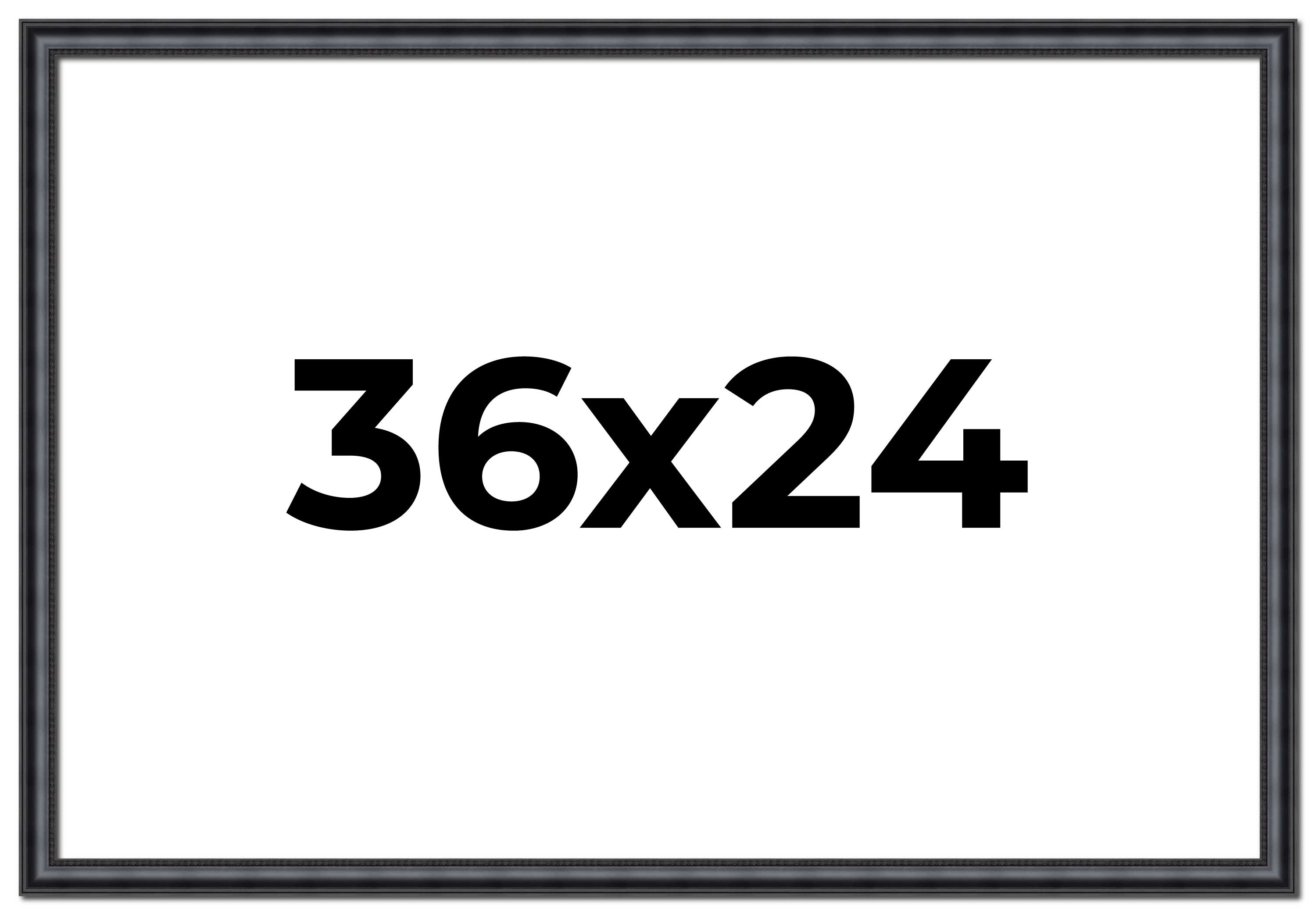 36×24 Frame Black Real Wood Picture Frame Width 1.25 inches | Interior Frame Dep