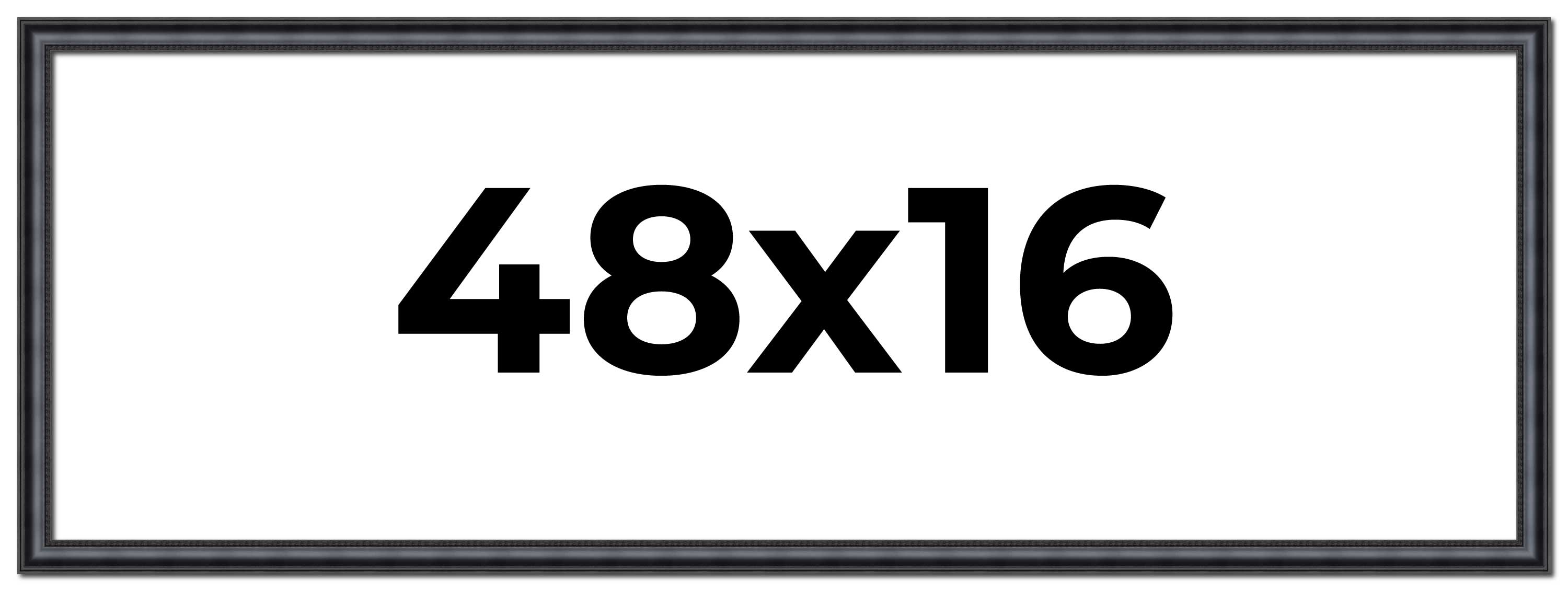 48×16 Frame Black Real Wood Picture Frame Width 1.25 inches | Interior Frame Dep