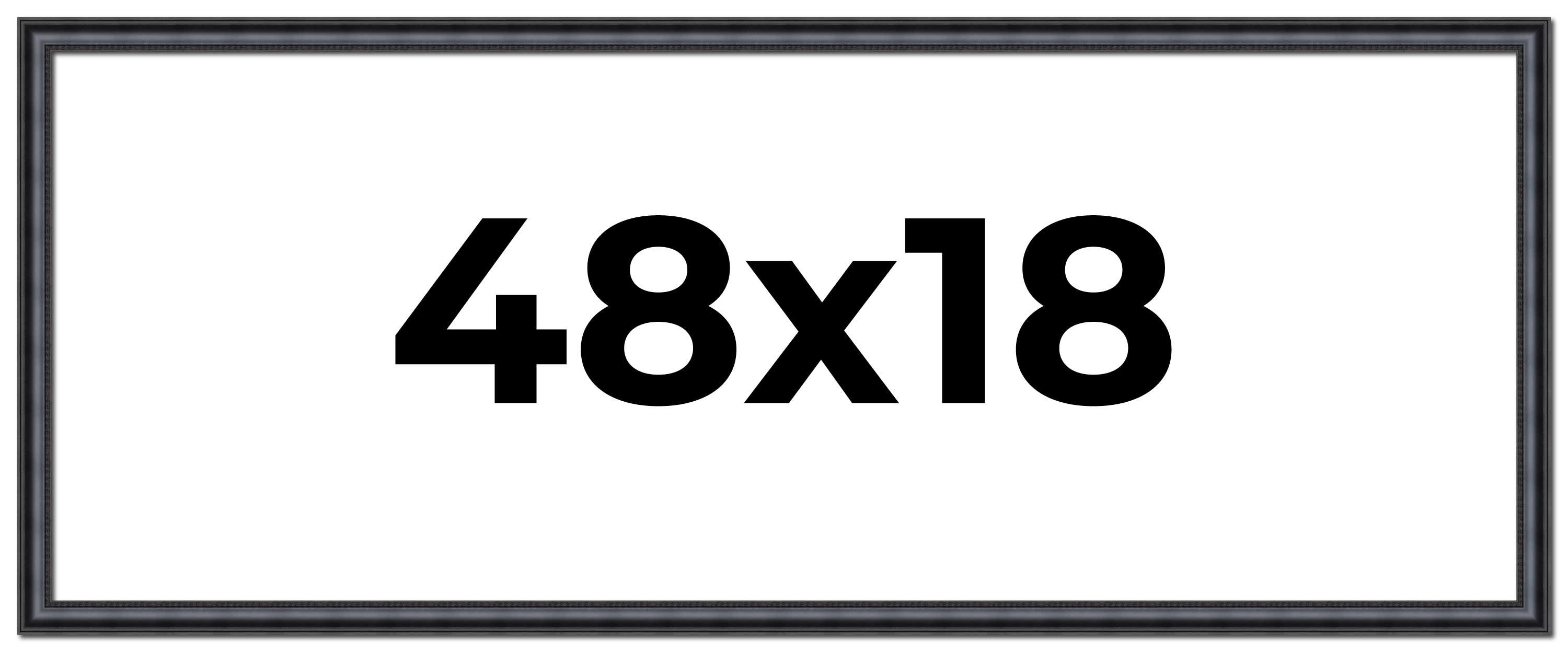 48x18 Frame Black Real Wood Picture Frame Width 1.25 inches | Interior Frame Dep main product image