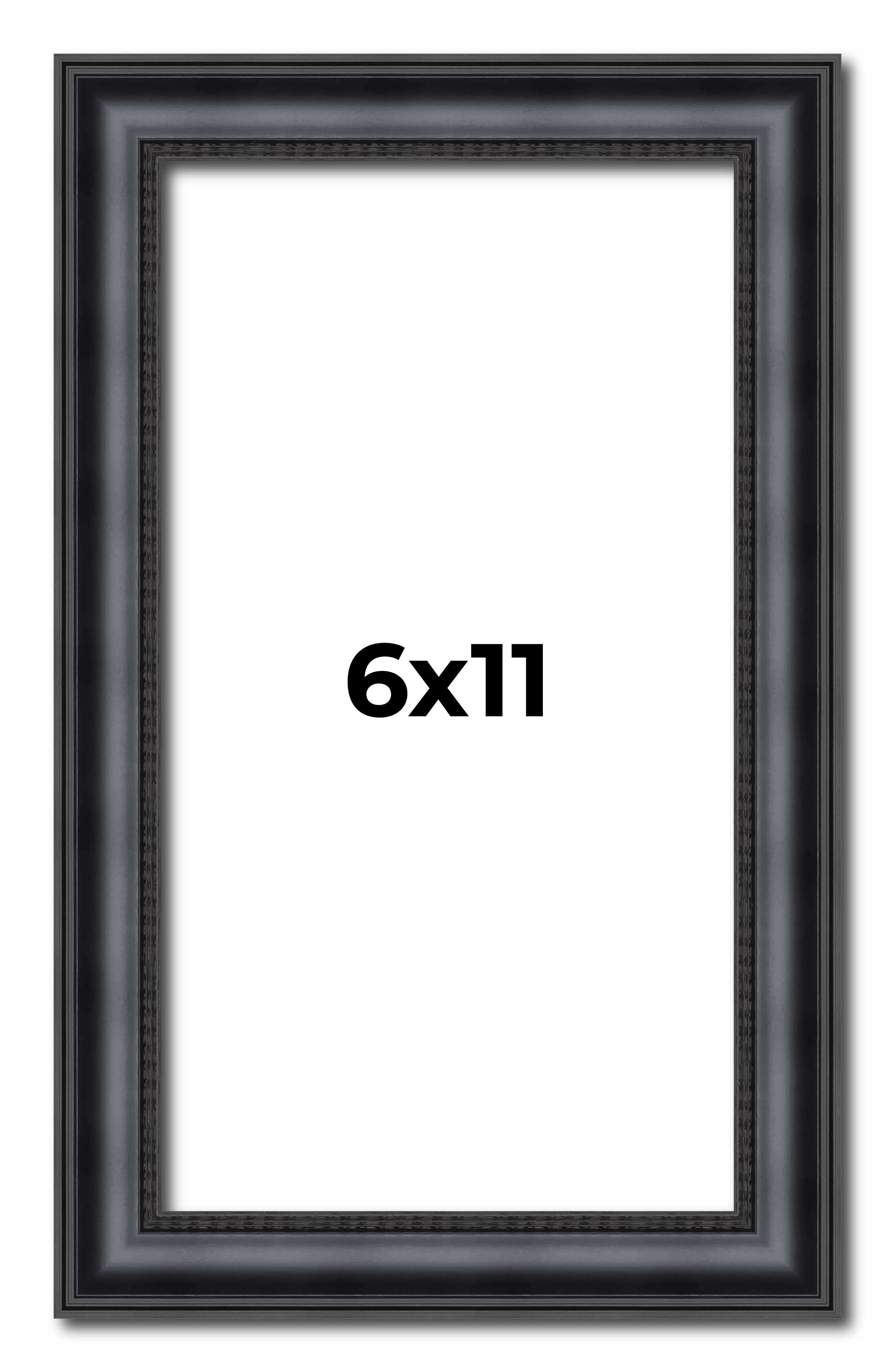 6x11 Frame Black Real Wood Picture Frame Width 1.25 inches | Interior Frame Dept main product image