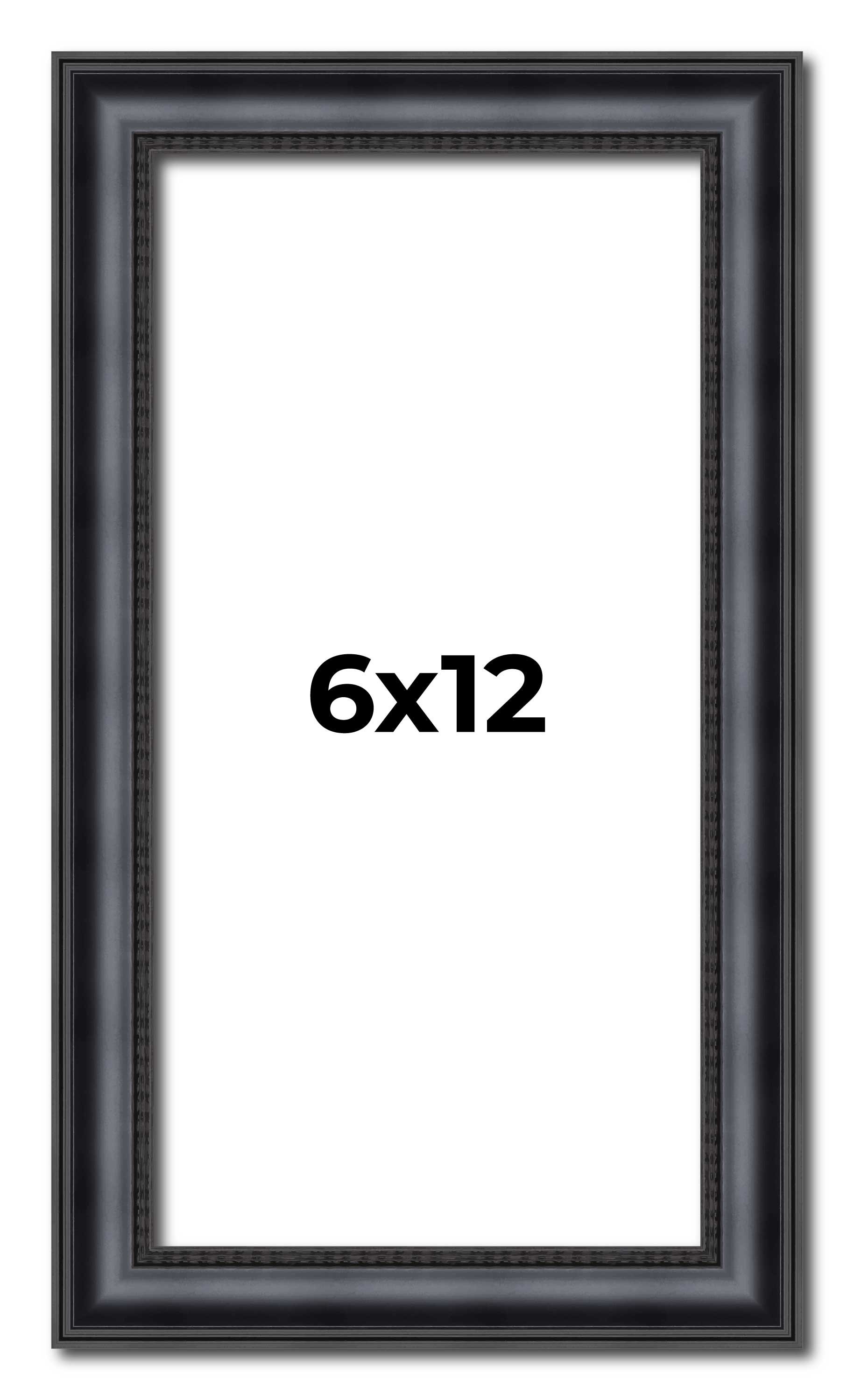 6x12 Frame Black Real Wood Picture Frame Width 1.25 inches | Interior Frame Dept main product image