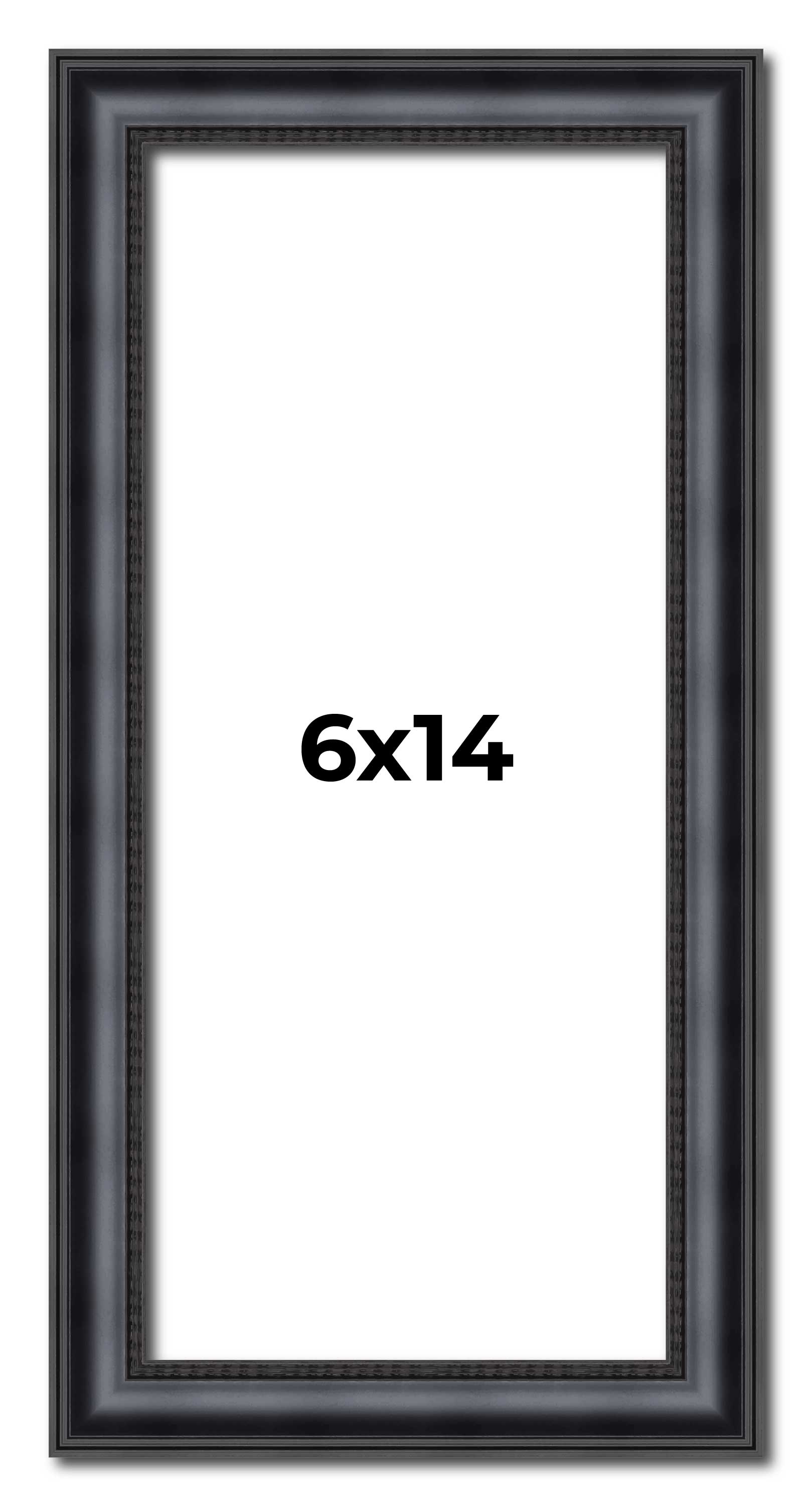 6x14 Frame Black Real Wood Picture Frame Width 1.25 inches | Interior Frame Dept main product image