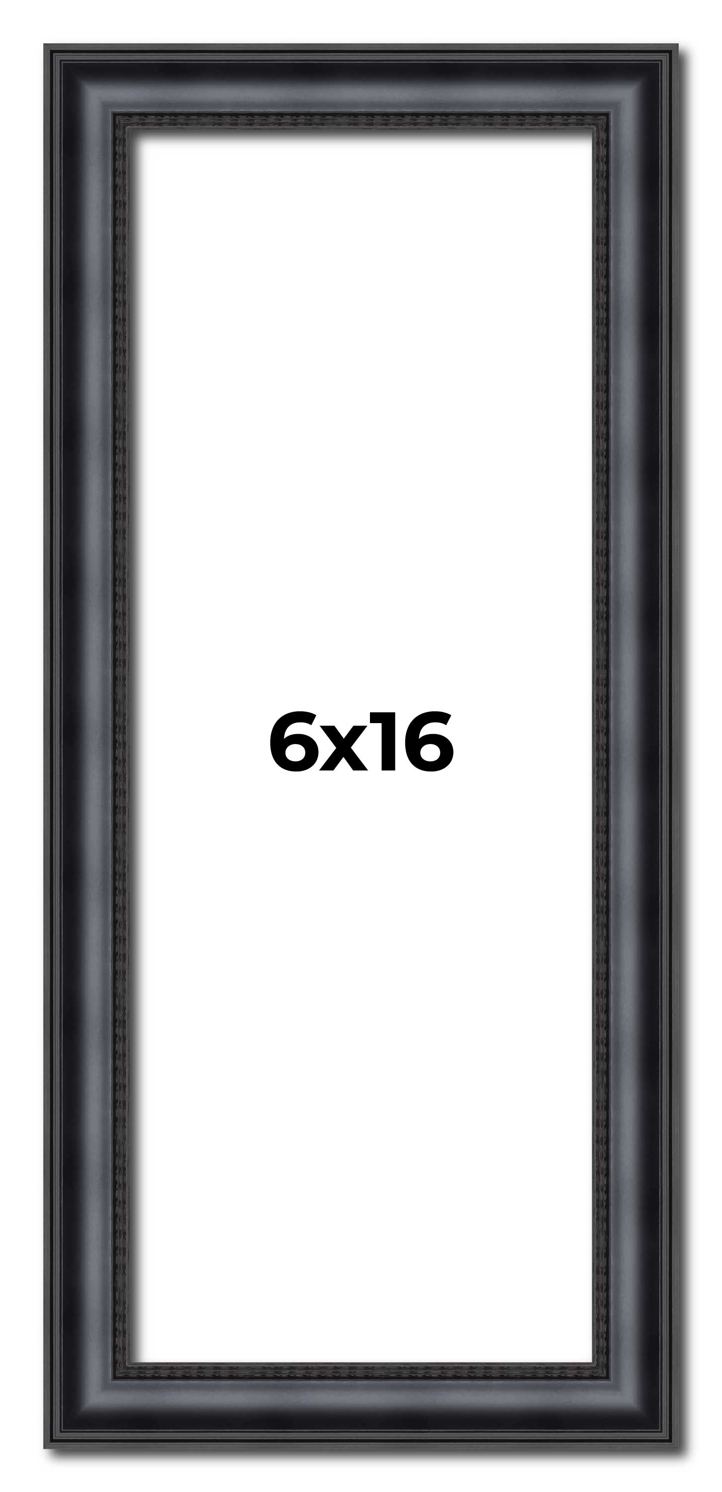 6x16 Frame Black Real Wood Picture Frame Width 1.25 inches | Interior Frame Dept main product image