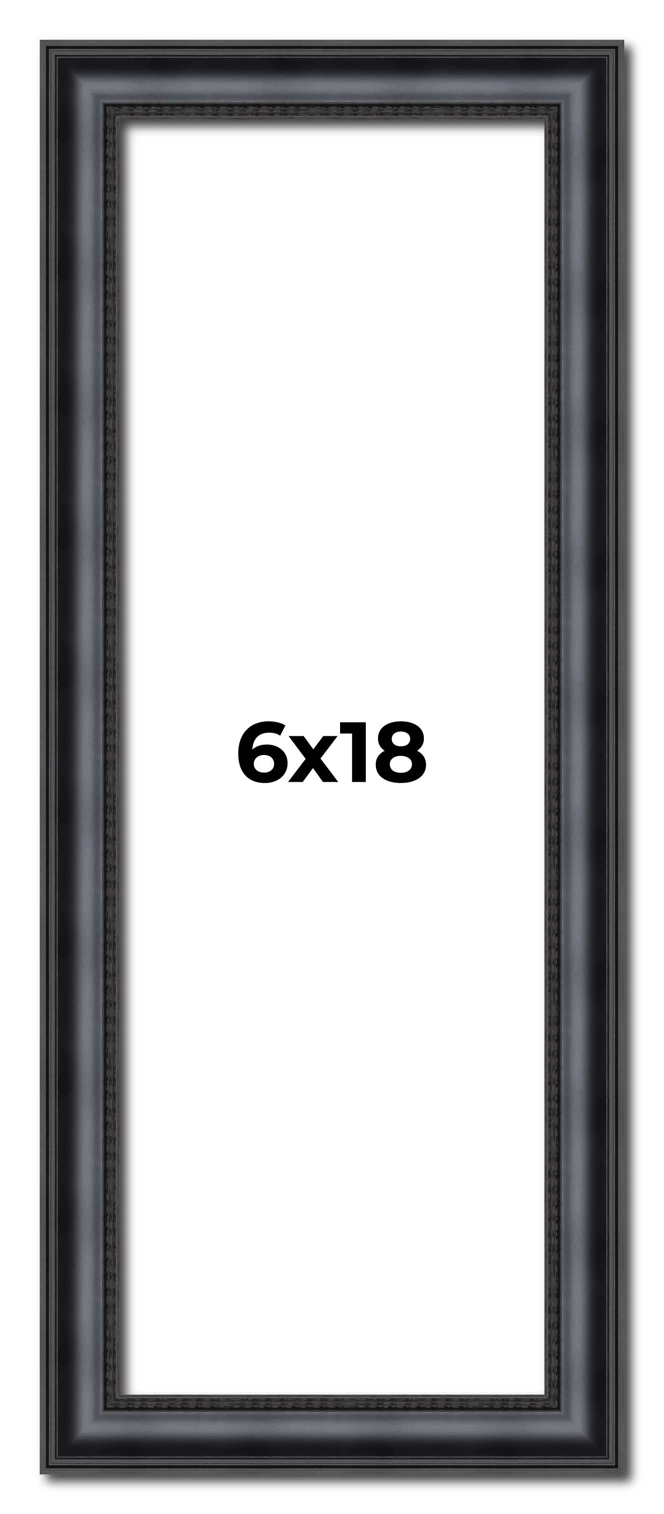6x18 Frame Black Real Wood Picture Frame Width 1.25 inches | Interior Frame Dept main product image