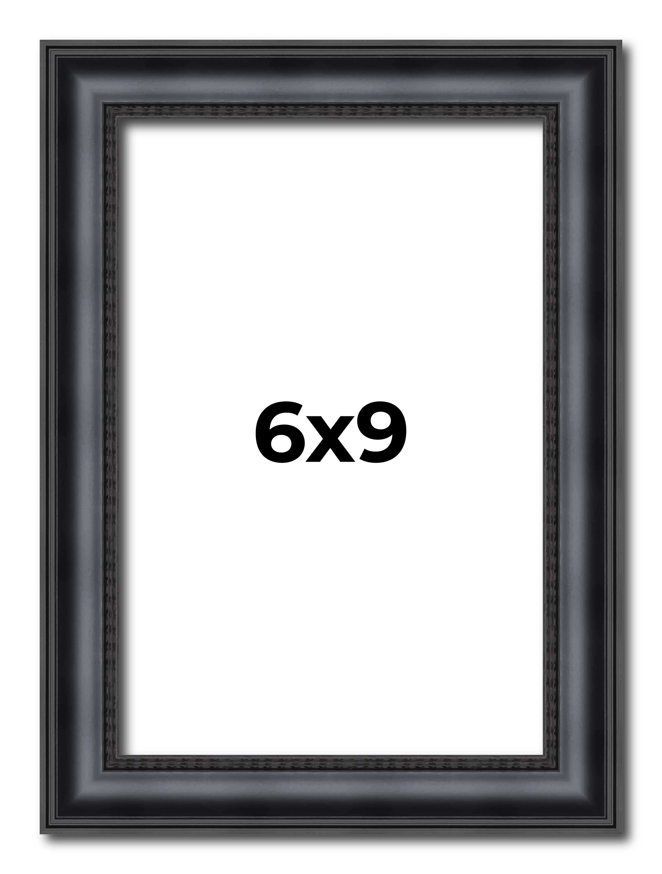 6x9 Frame Black Real Wood Picture Frame Width 1.25 inches | Interior Frame Depth main product image