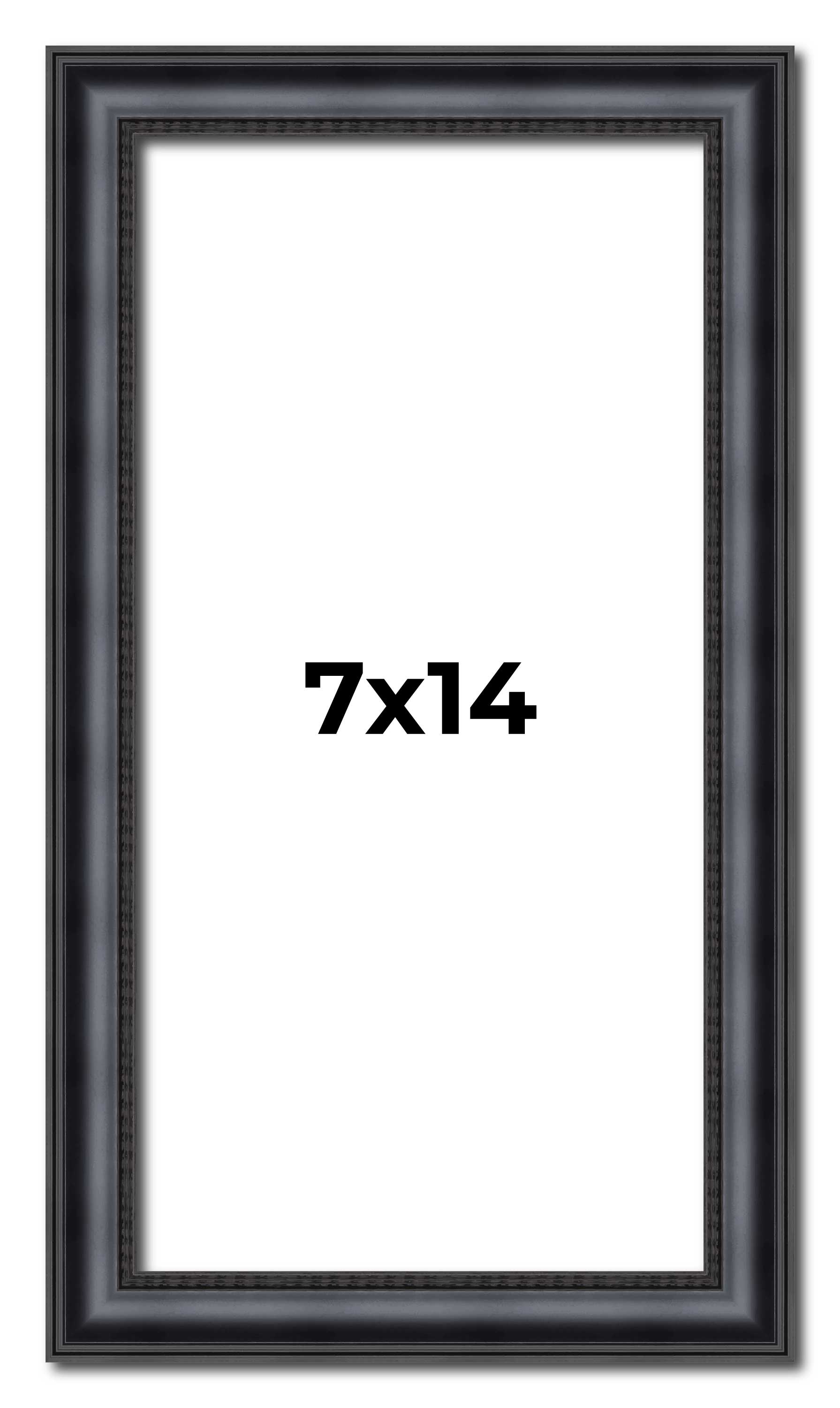7×14 Frame Black Real Wood Picture Frame Width 1.25 inches | Interior Frame Dept