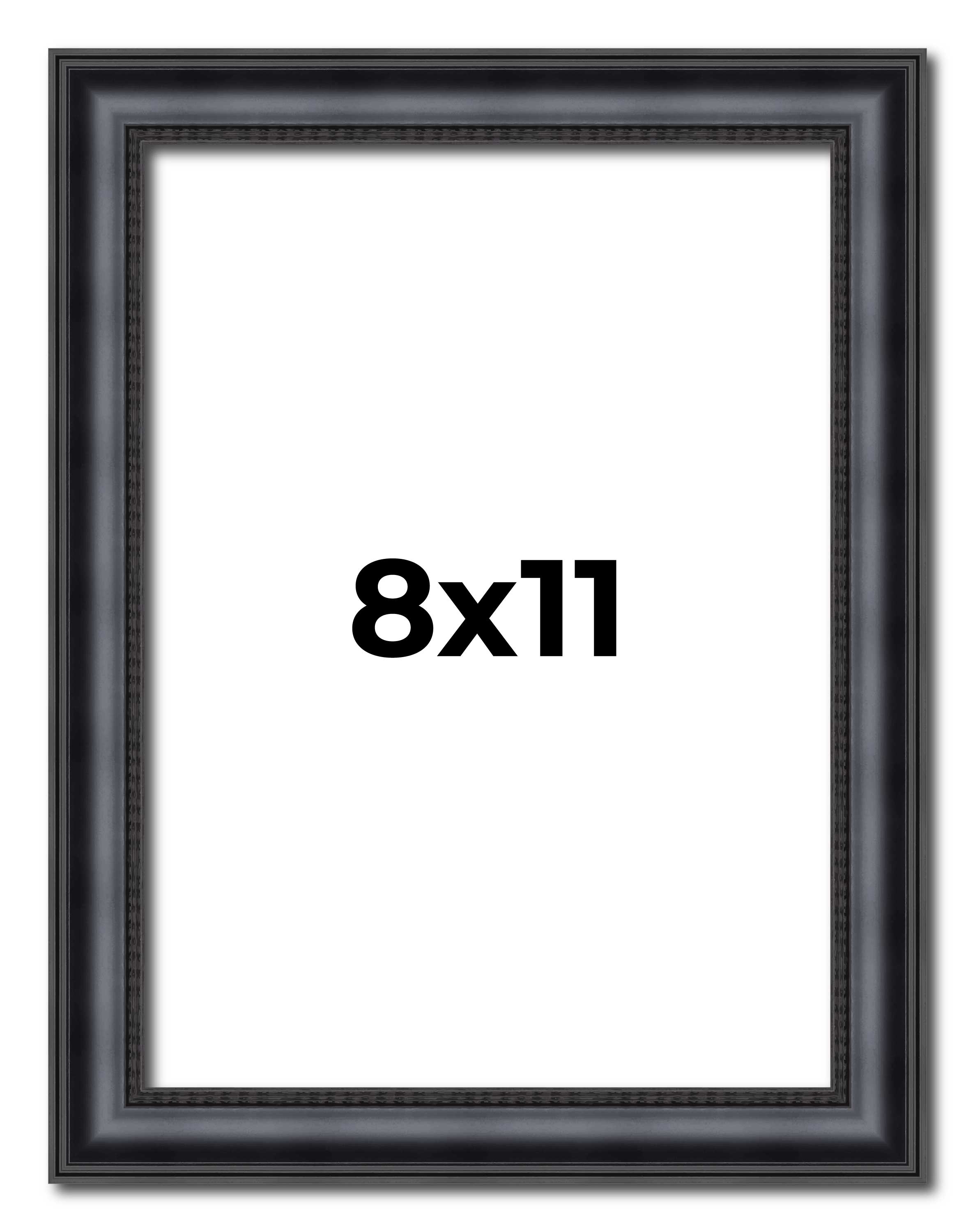 8x11 Frame Black Real Wood Picture Frame Width 1.25 inches | Interior Frame Dept main product image