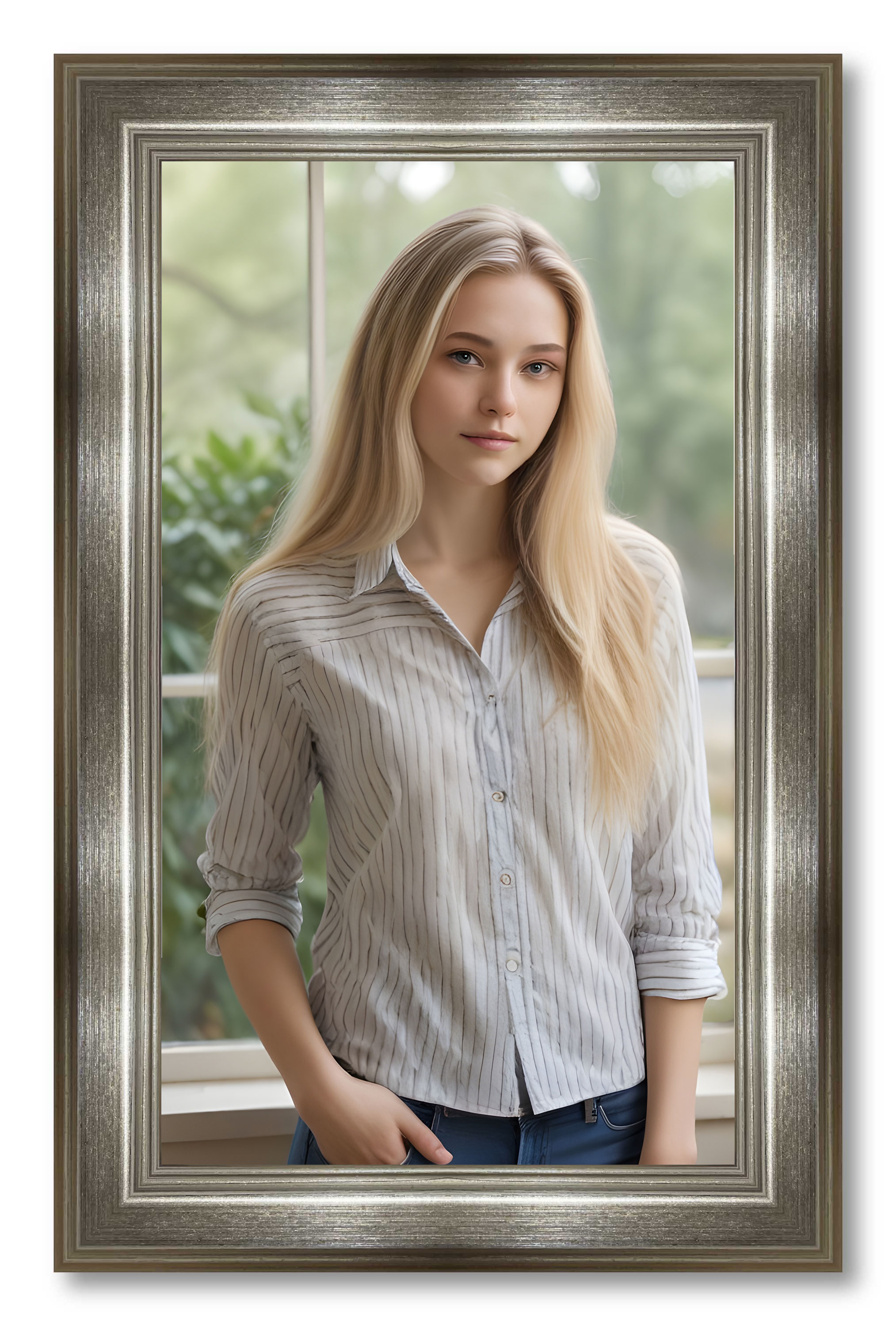 Photo Size Classic Modern Silver Frame – UV Acrylic, Backing, Hanging Hardware