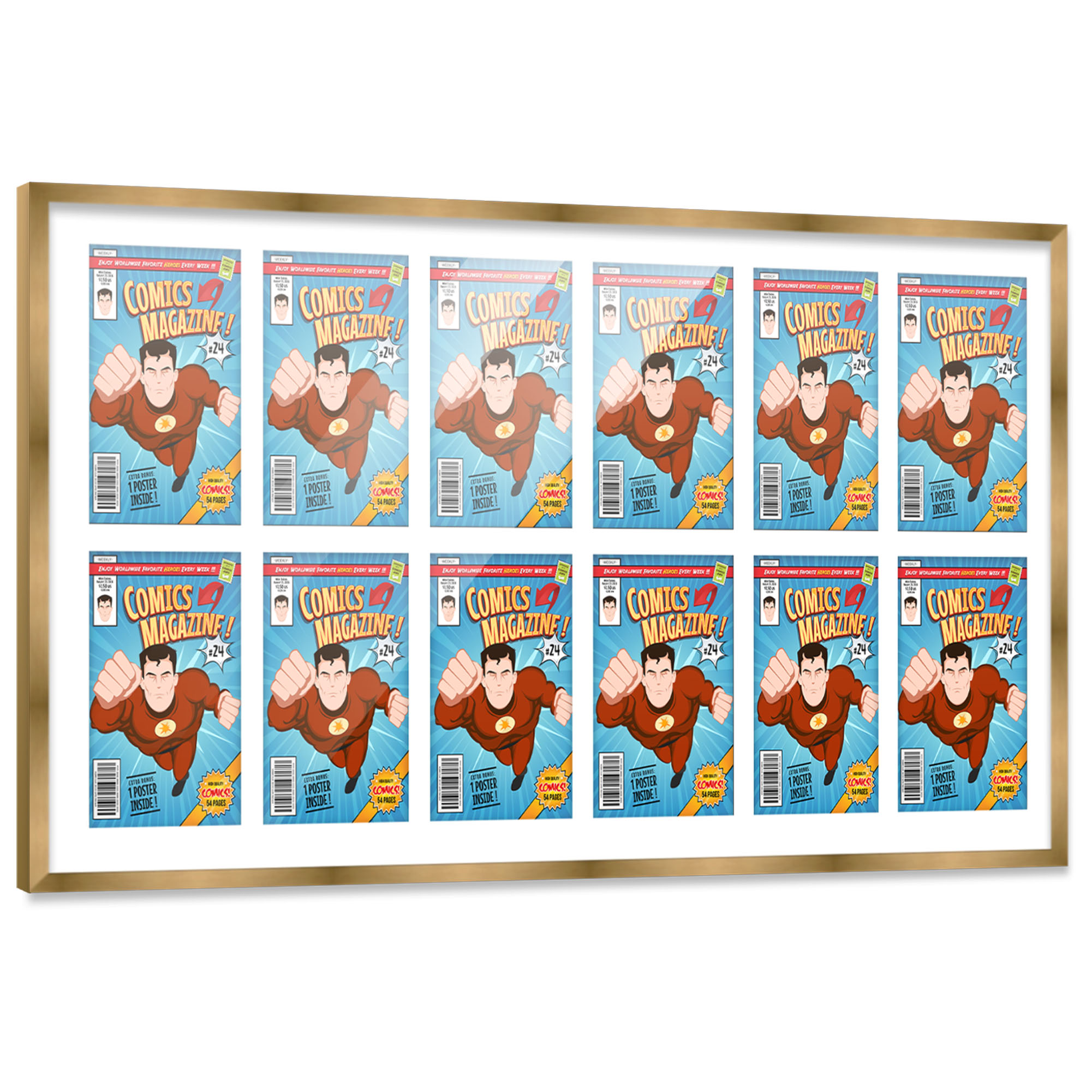 Comic Frame for Golden Age Comics - Bronze Wood with White Mat, 18 Frame Sizes - Picture 8 of 24
