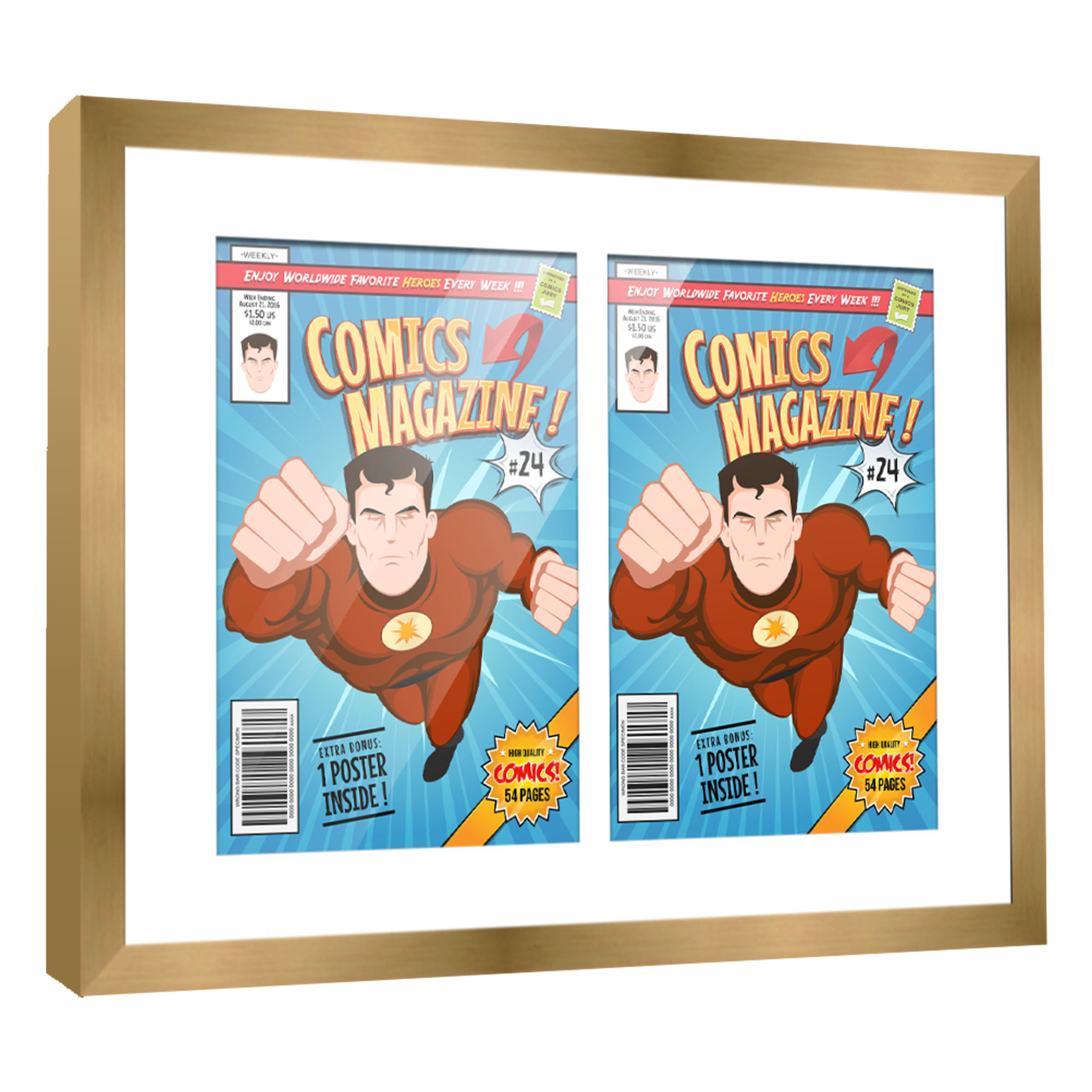 Comic Frame for Golden Age Comics - Bronze Wood with White Mat, 18 Frame Sizes - Picture 10 of 24