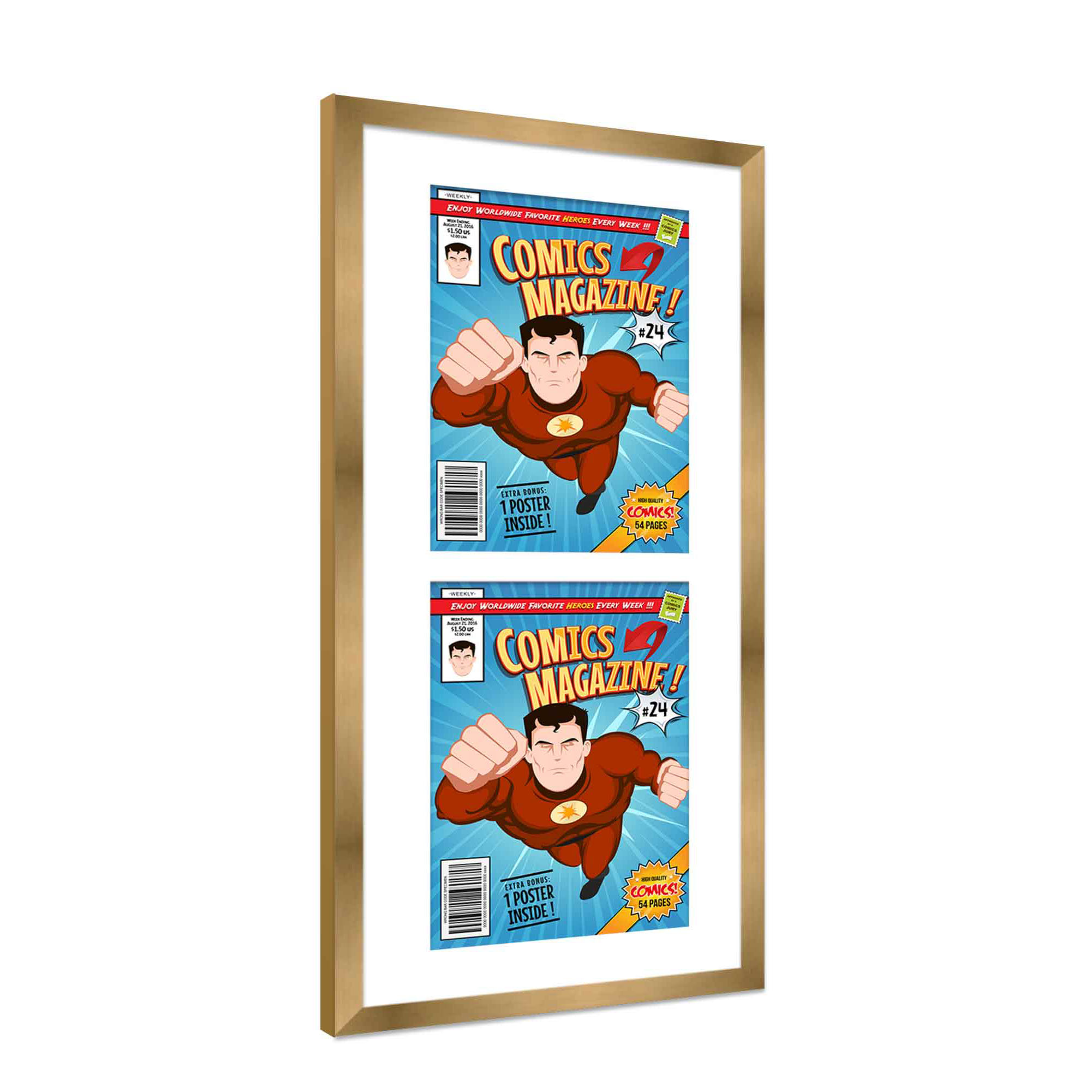 Comic Frame for Golden Age Comics - Bronze Wood with White Mat, 18 Frame Sizes - Picture 9 of 24