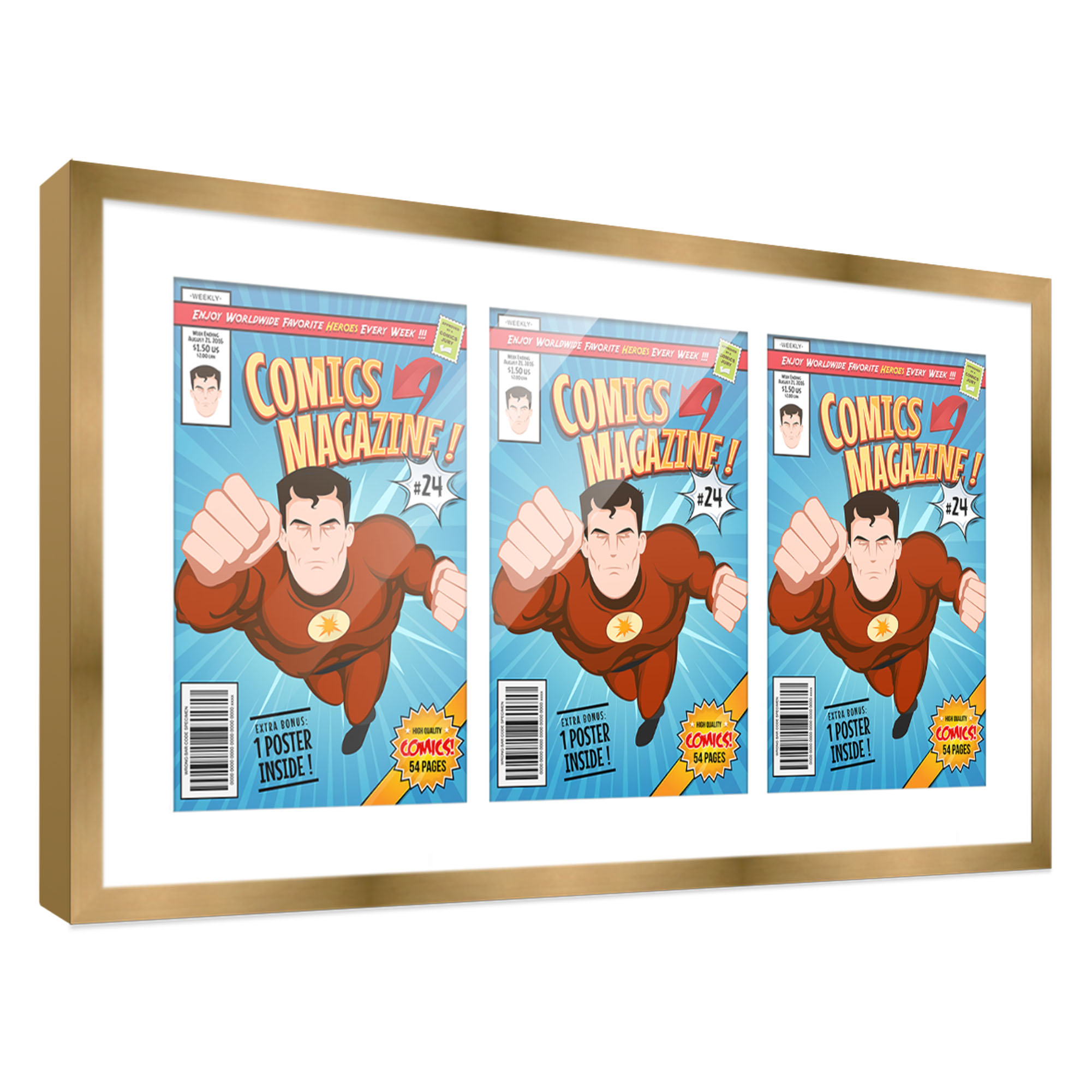 Comic Frame for Golden Age Comics - Bronze Wood with White Mat, 18 Frame Sizes - Picture 12 of 24