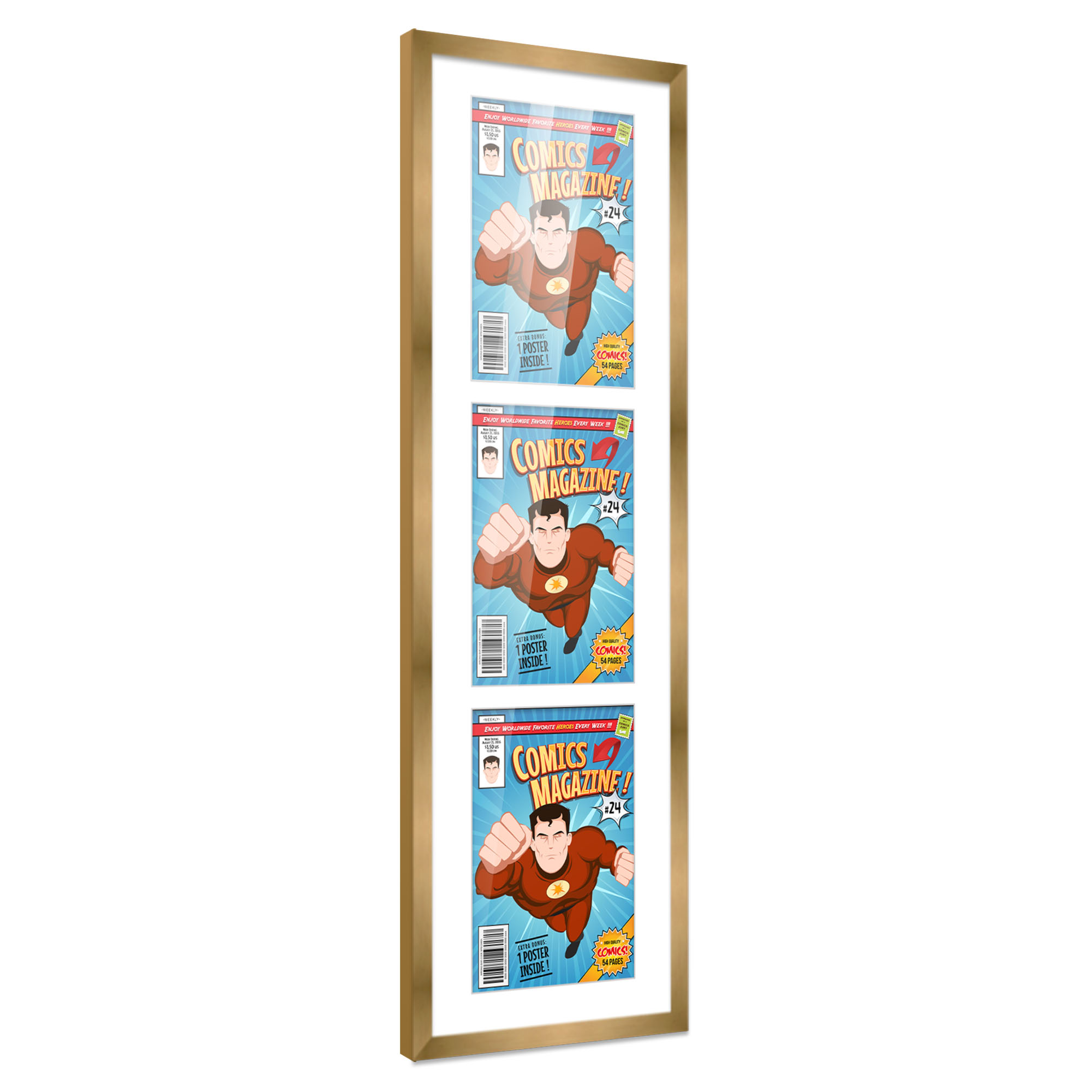 Comic Frame for Golden Age Comics - Bronze Wood with White Mat, 18 Frame Sizes - Picture 11 of 24