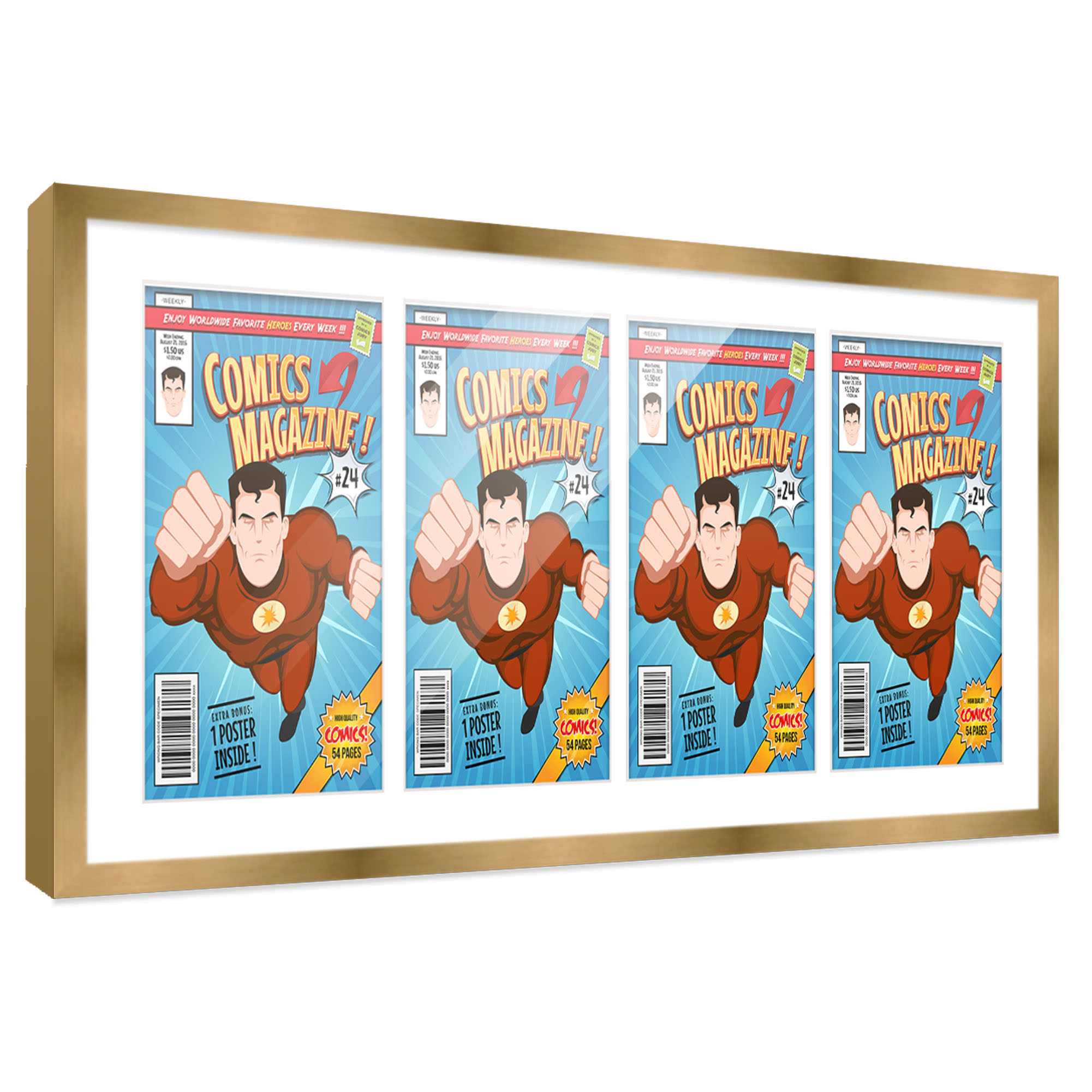Comic Frame for Golden Age Comics - Bronze Wood with White Mat, 18 Frame Sizes - Picture 15 of 24