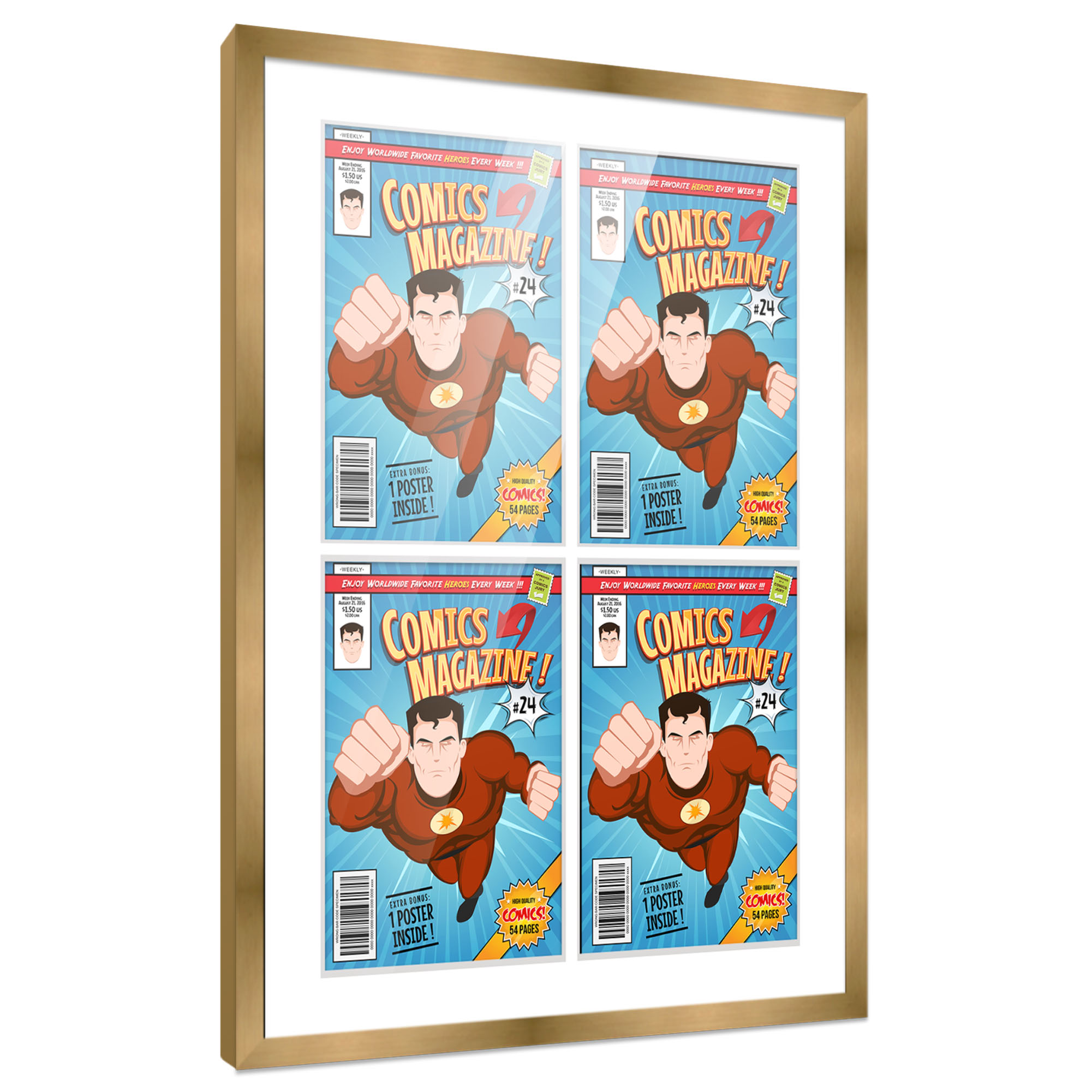 Comic Frame for Golden Age Comics - Bronze Wood with White Mat, 18 Frame Sizes - Picture 13 of 24