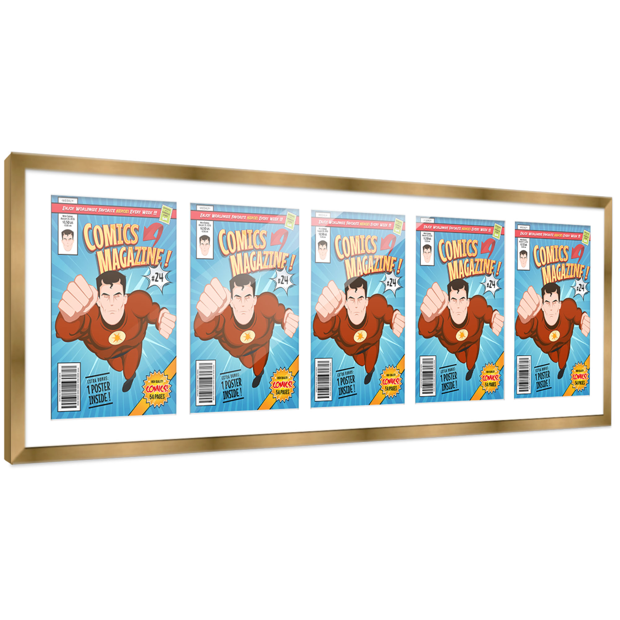 Comic Frame for Golden Age Comics - Bronze Wood with White Mat, 18 Frame Sizes - Picture 16 of 24