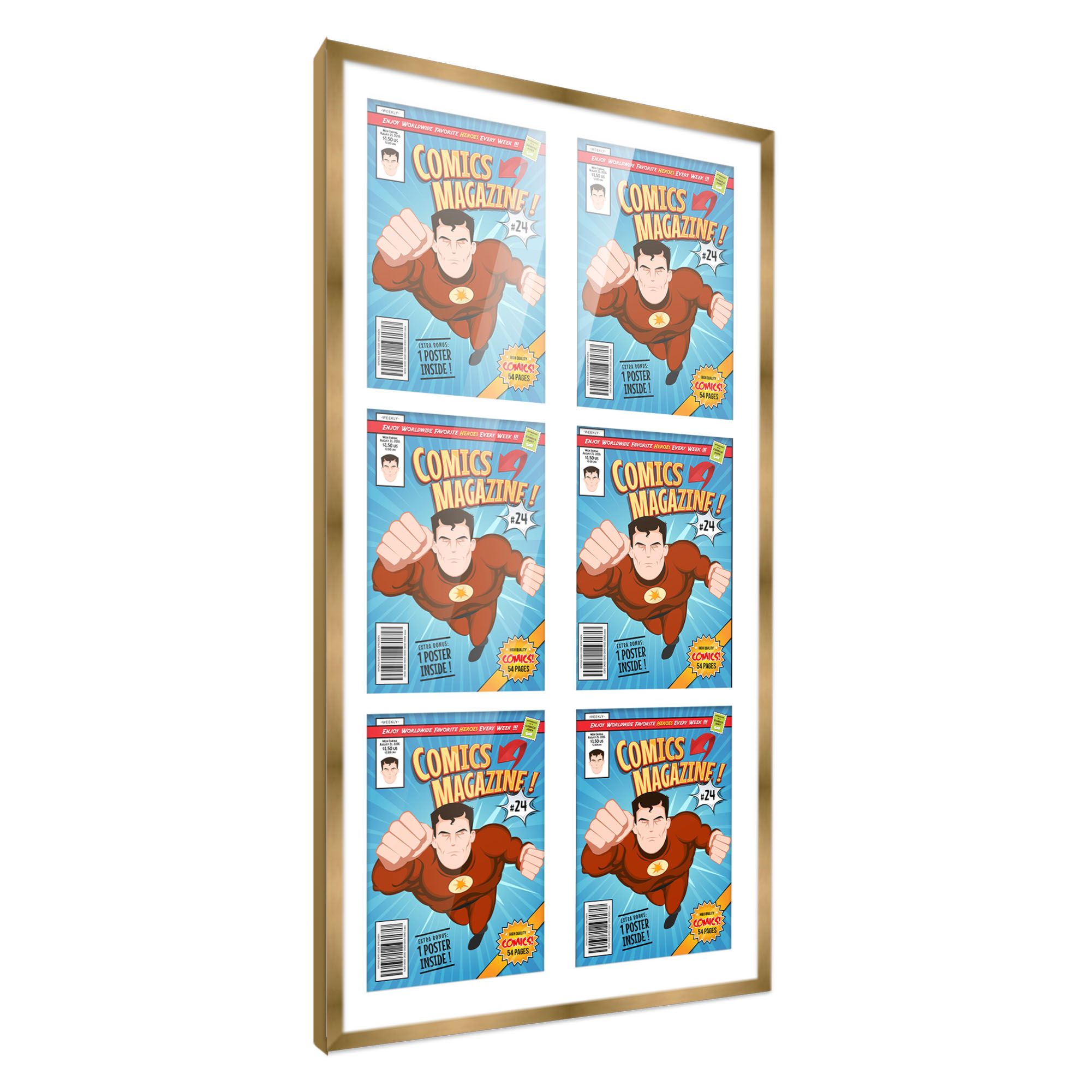 Comic Frame for Golden Age Comics - Bronze Wood with White Mat, 18 Frame Sizes - Picture 18 of 24