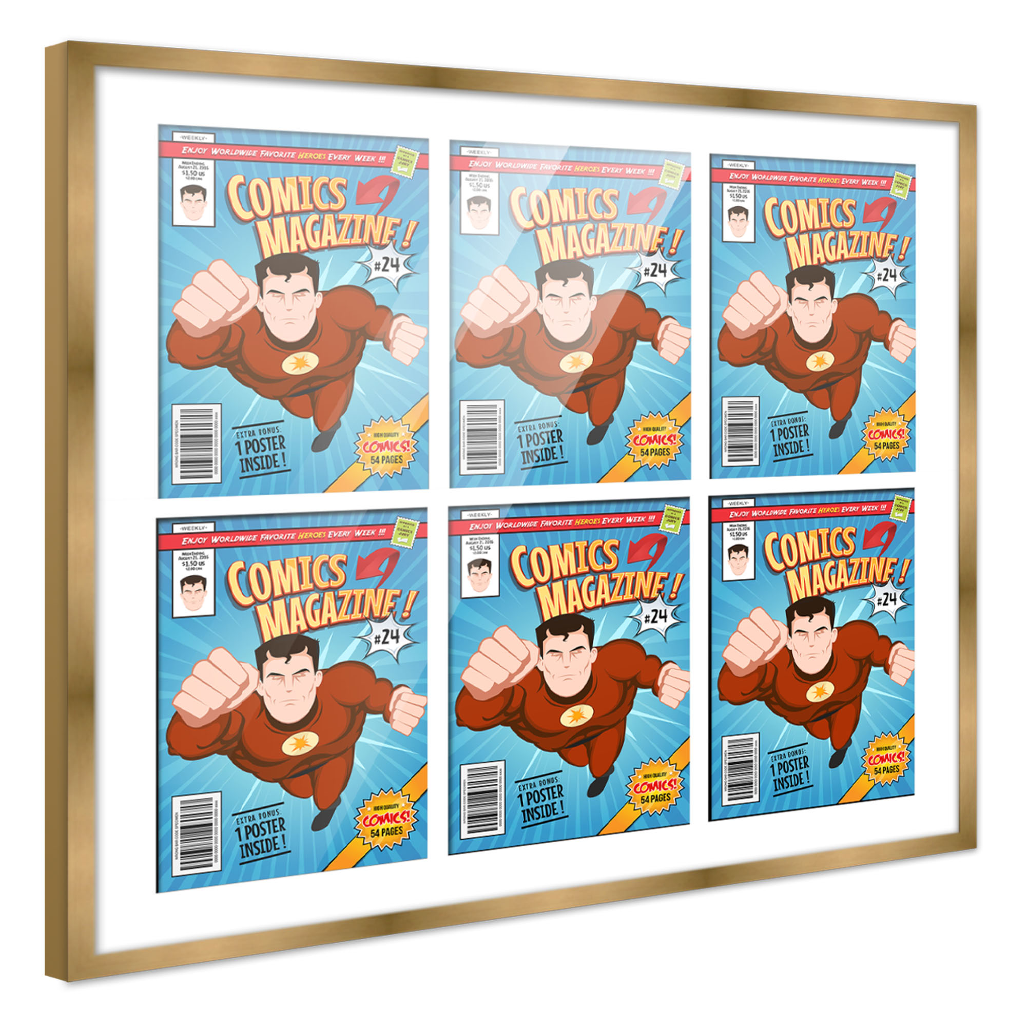 Comic Frame for Golden Age Comics - Bronze Wood with White Mat, 18 Frame Sizes - Picture 17 of 24