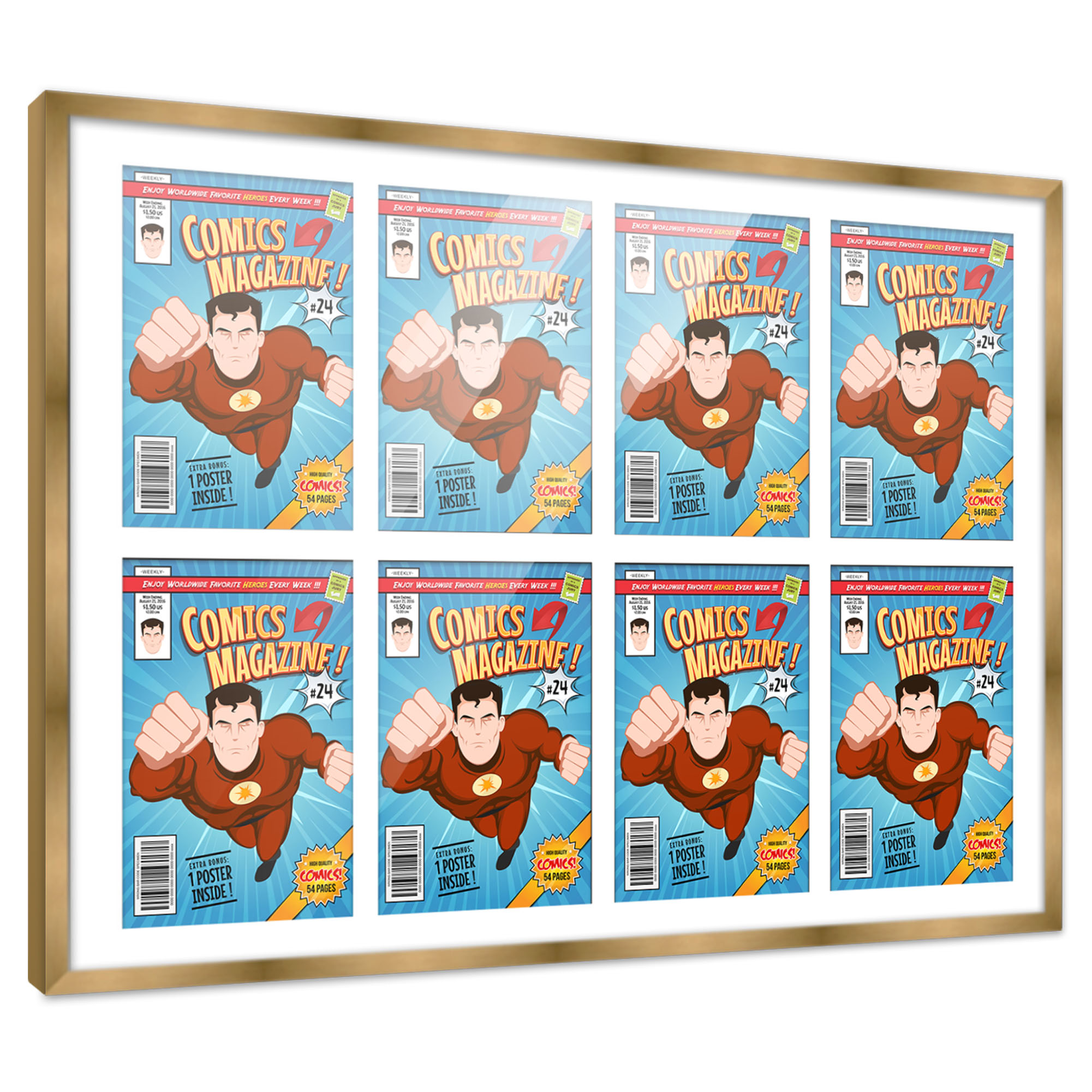 Comic Frame for Golden Age Comics - Bronze Wood with White Mat, 18 Frame Sizes - Picture 21 of 24