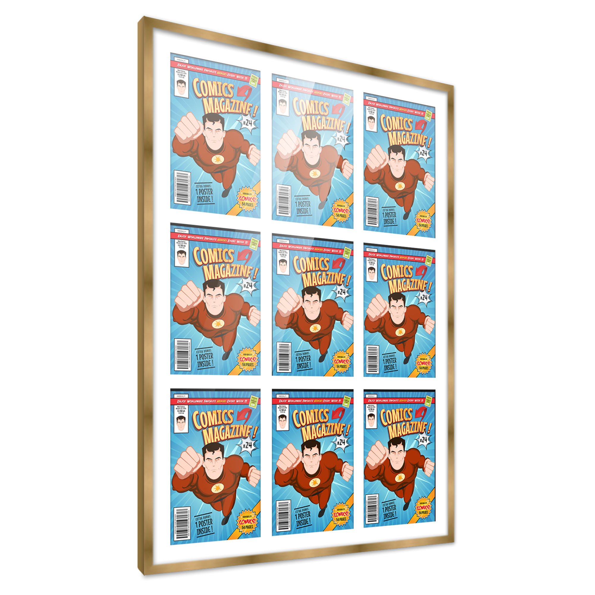 Comic Frame for Golden Age Comics - Bronze Wood with White Mat, 18 Frame Sizes - Picture 24 of 24