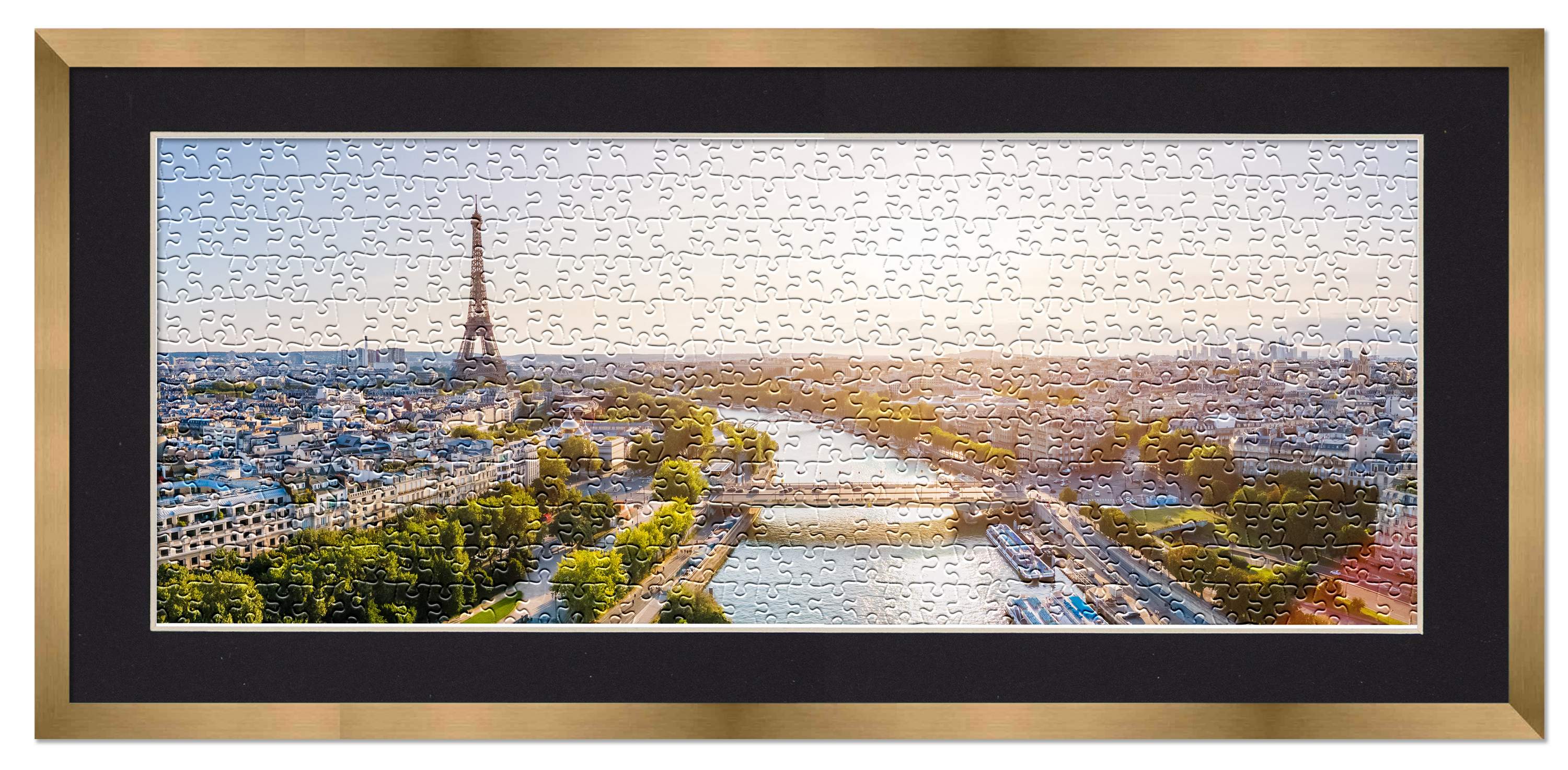 Bronze Wood Puzzle Frame Kit – Glue Sheets, Black Mat, UV Acrylic – 20 Sizes