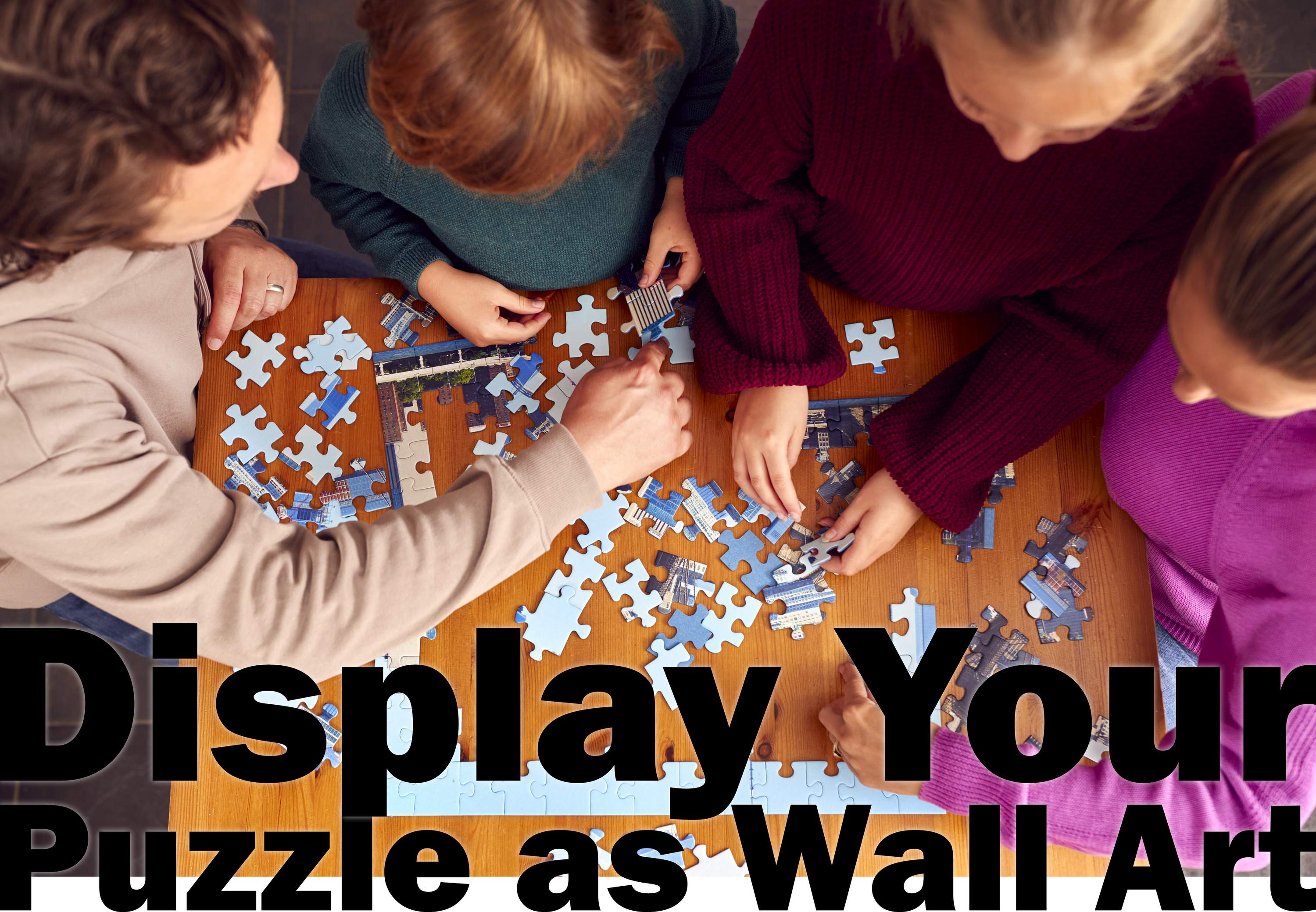 Natural Wood Puzzle Frame Kit - Glue Sheets, Black Mat, UV Acrylic - 20 Sizes - Imagen 17 de 181