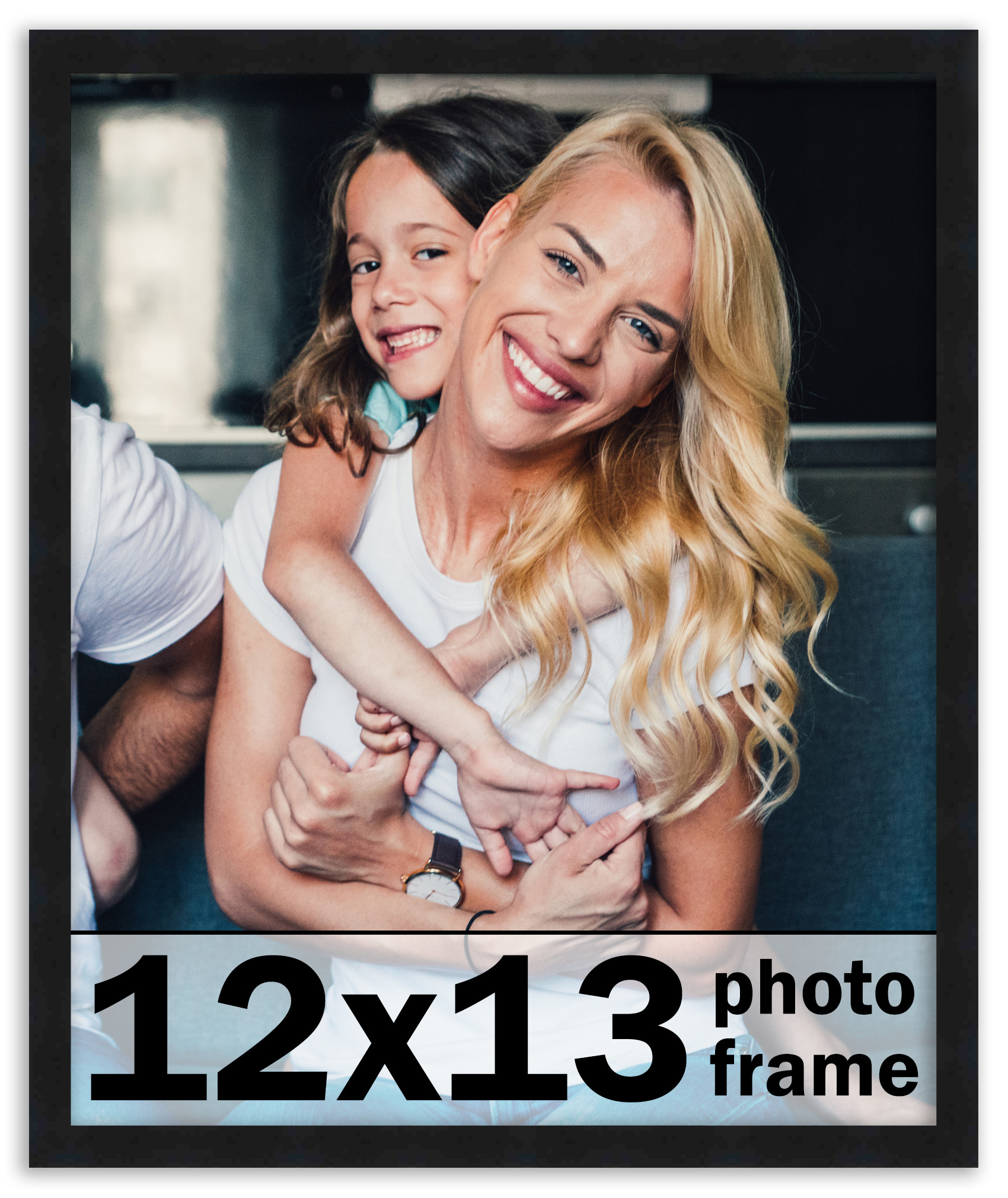 12x13 Frame Black Solid Wood Picture Frame | 0.75 Inch Moulding Width | Includes