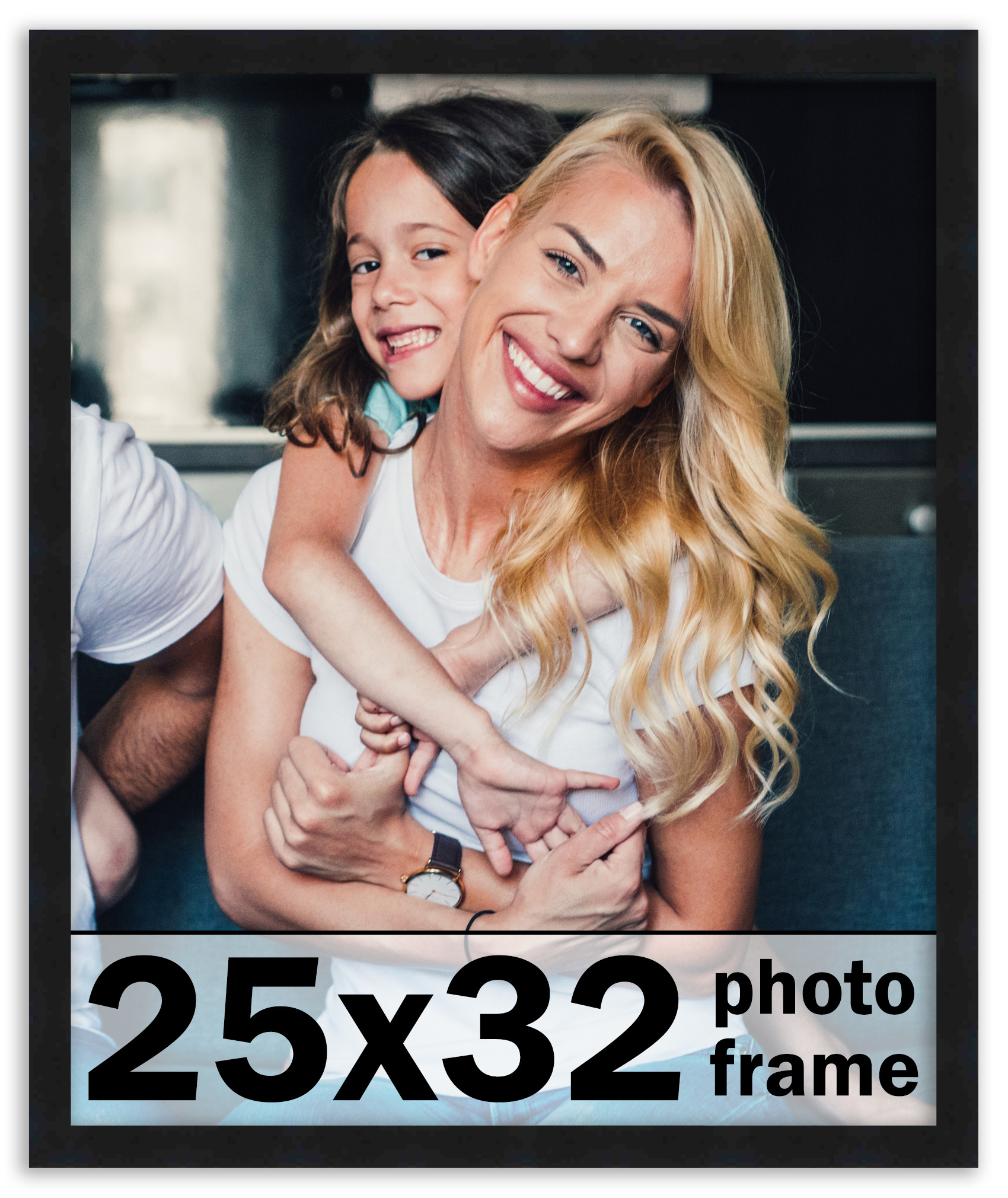 25x32 Rahmen Schwarz Bilderrahmen Modern Fotorahmen UV Acryl, Säurefreie Rückseite - Bild 1 von 6