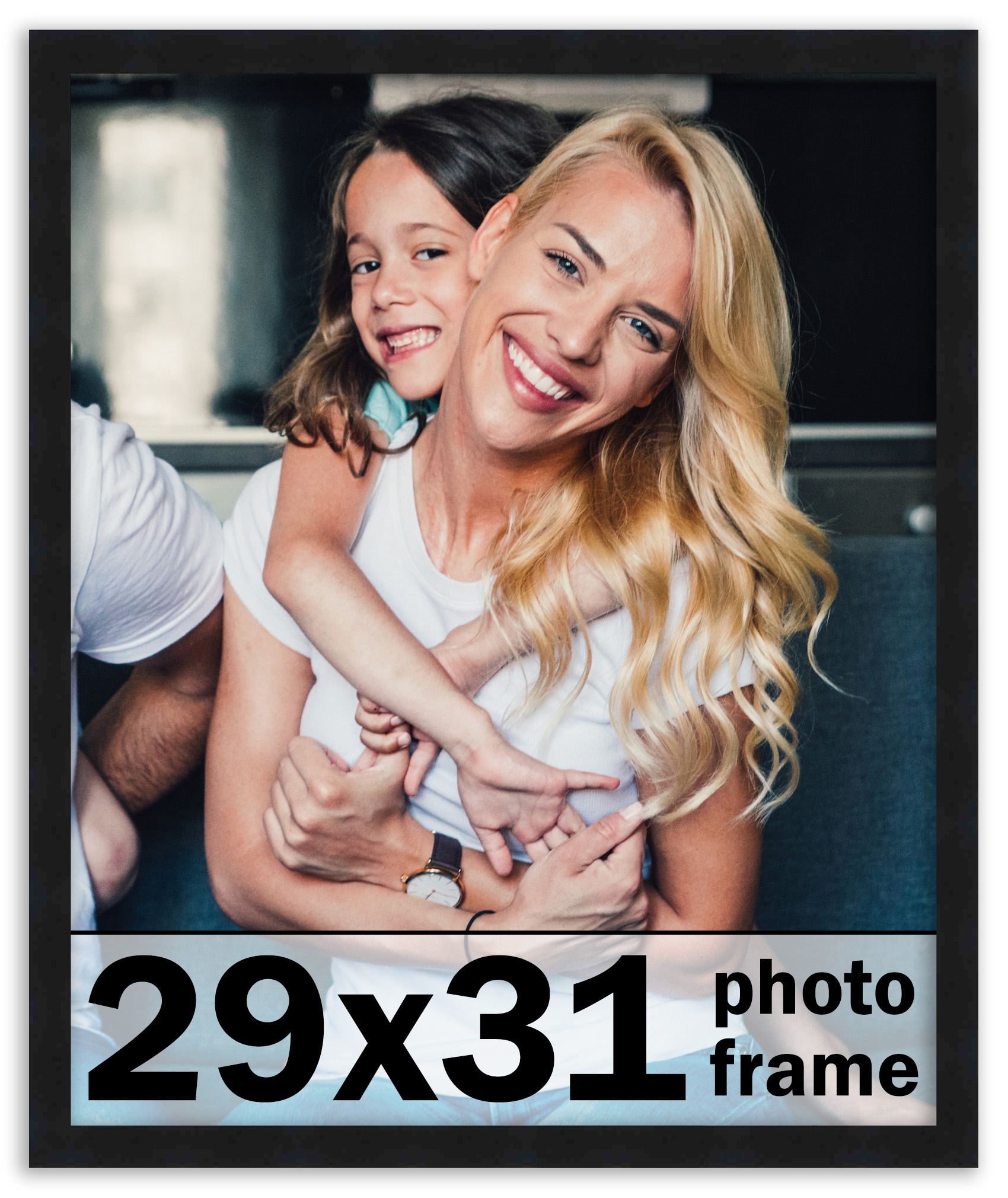 29×31 Frame Black Picture Frame Modern Photo Frame UV Acrylic, Acid Free Backer