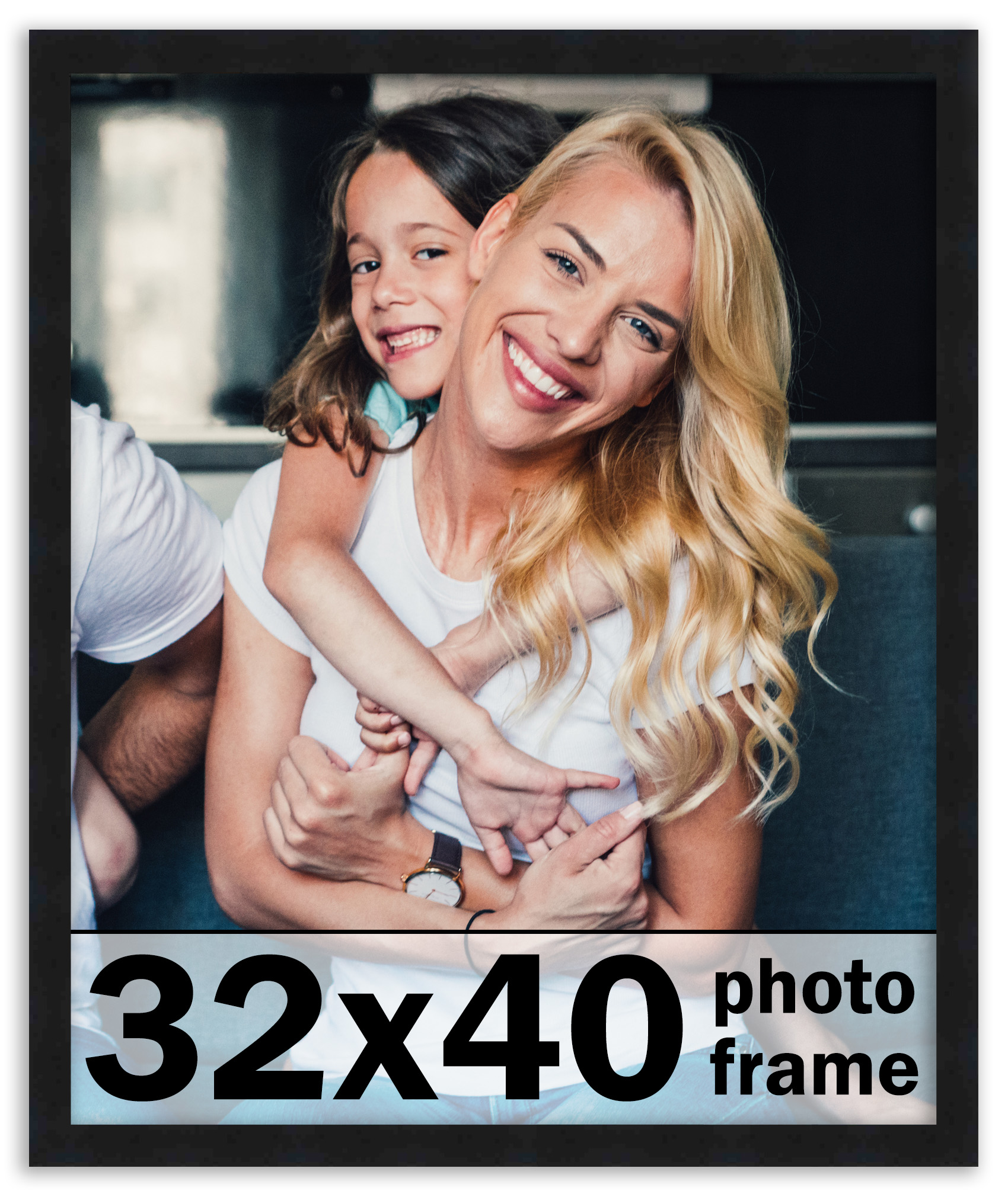 32×40 Frame Black Solid Wood Picture Frame | 0.75 Inch Moulding Width | Includes