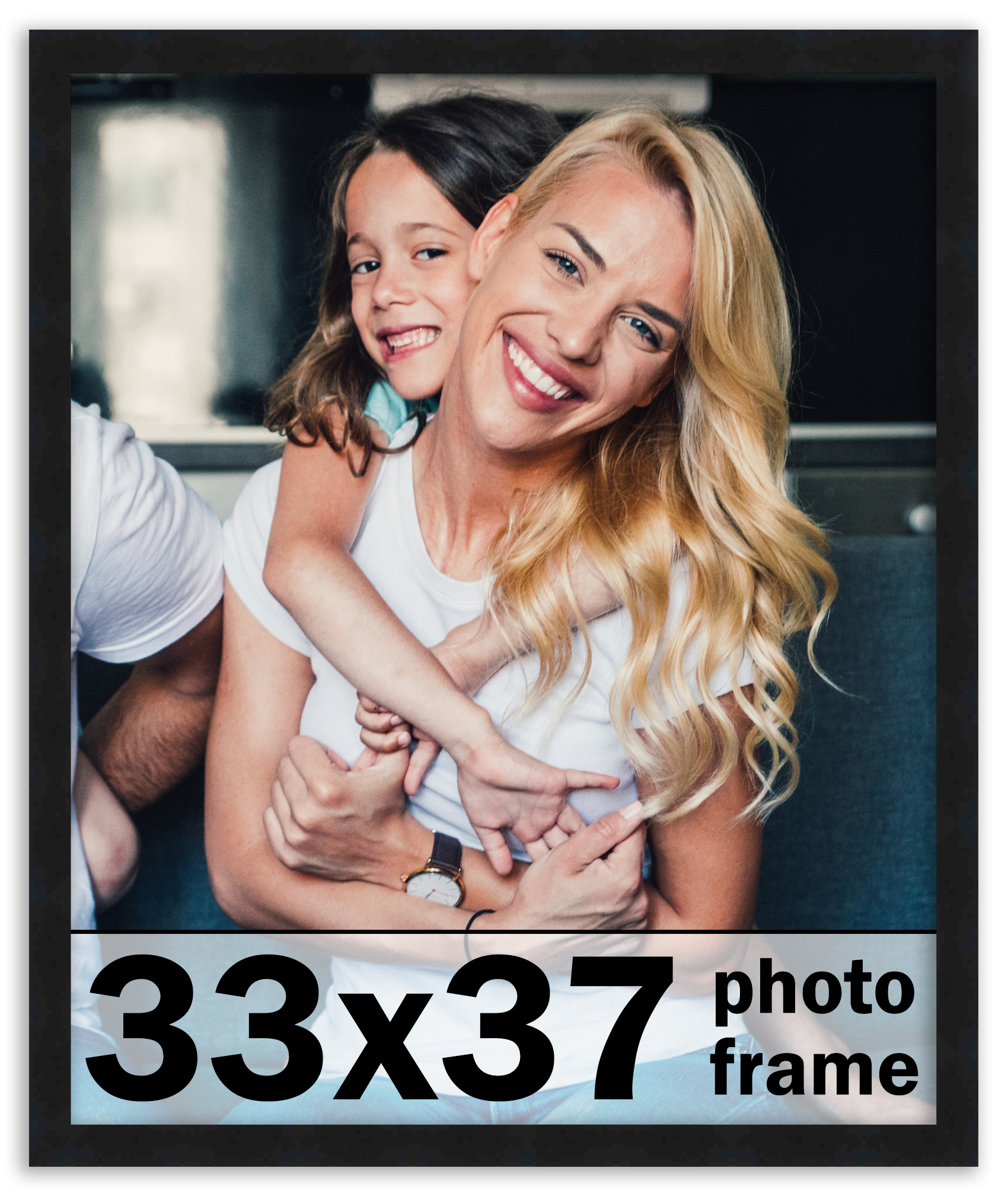 33x37 Frame Black Picture Frame Modern Photo Frame UV Acrylic, Acid Free Backer - Bild 1 von 6