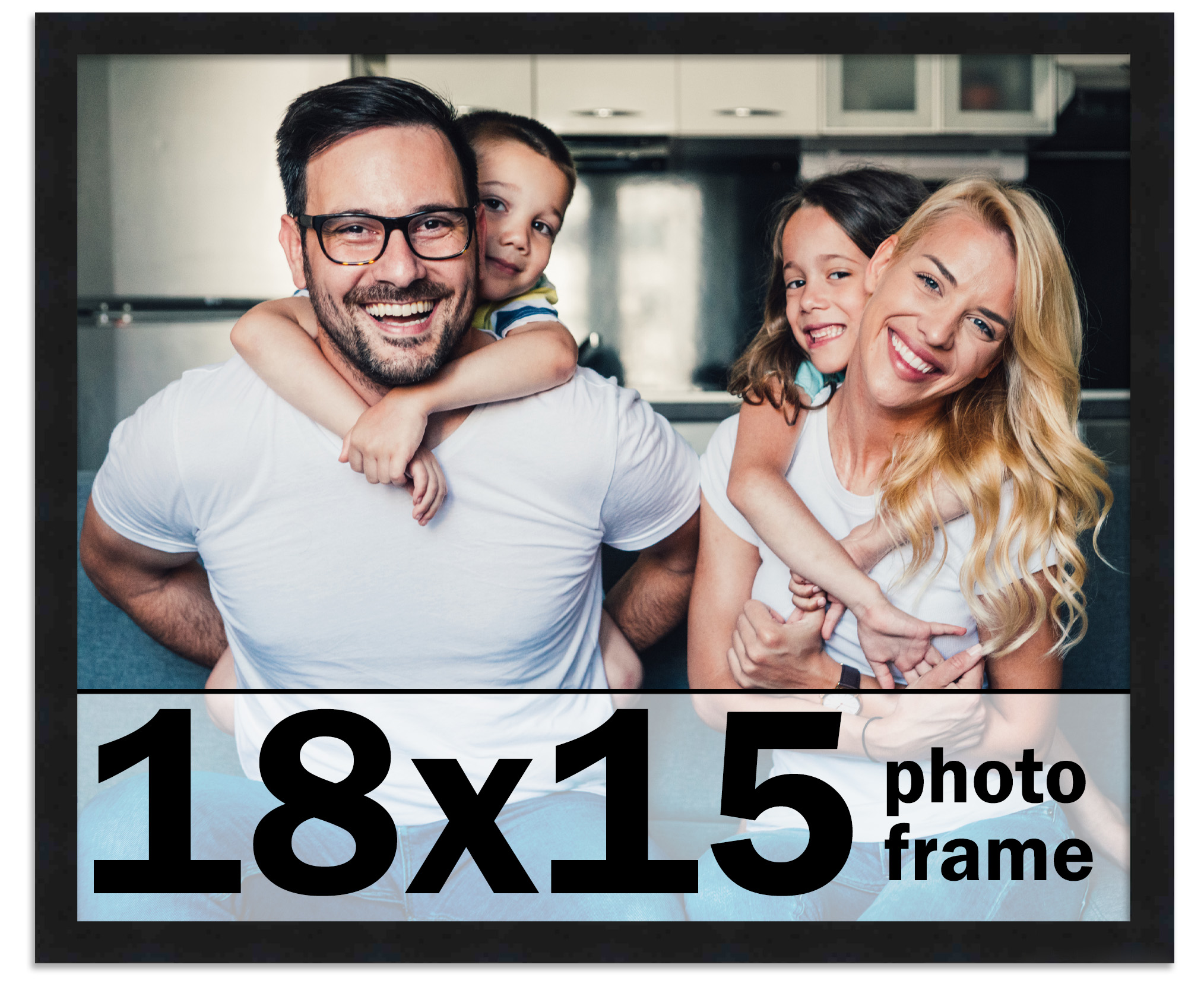 18x15 Frame Black Picture Frame Modern Photo Frame UV Acrylic, Acid Free Backer - Picture 1 of 6