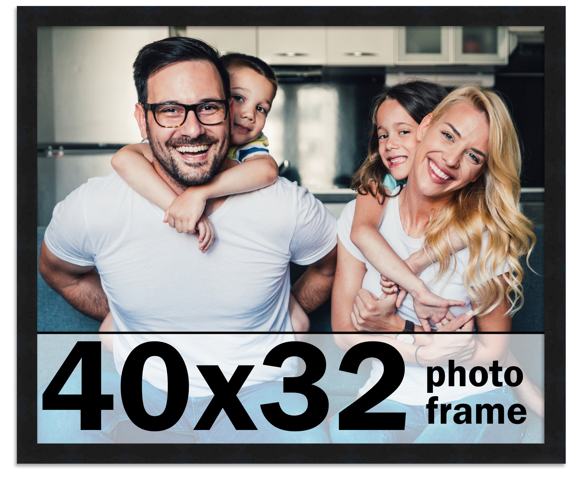 40x32 Frame Black Picture Frame  Modern Photo Frame UV Acrylic, Acid Free Backer