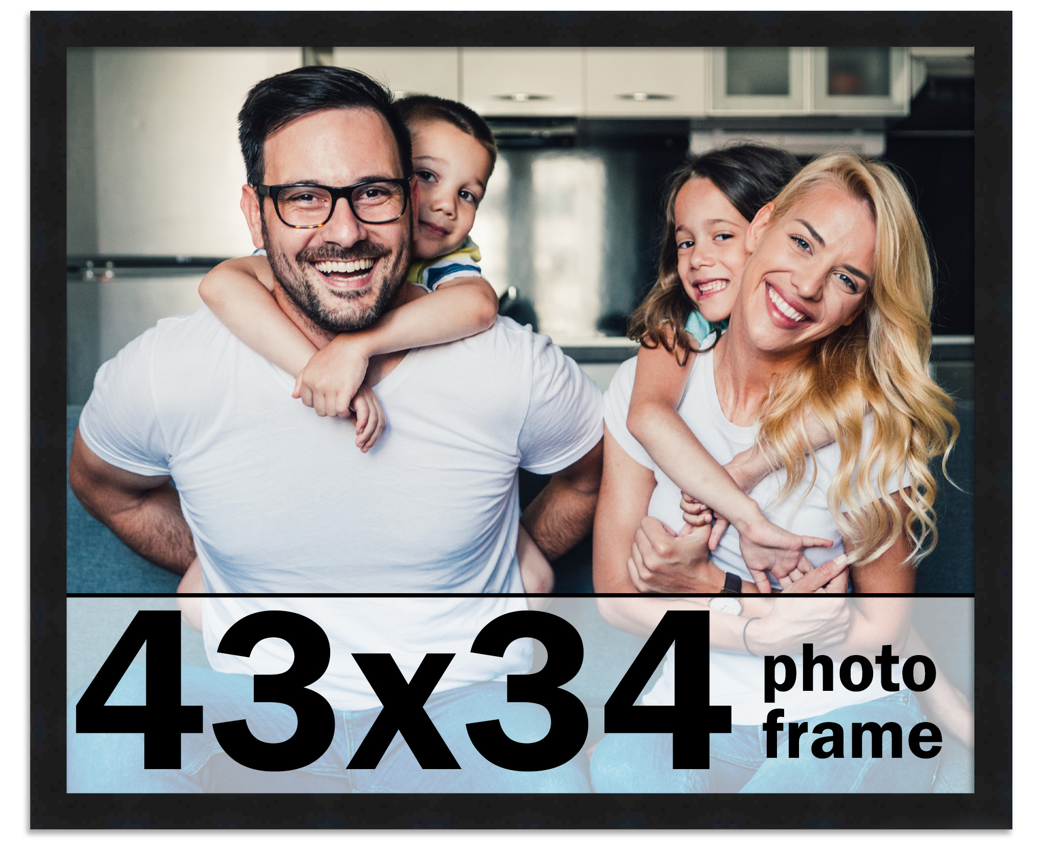 43×34 Frame Black Picture Frame Modern Photo Frame UV Acrylic, Acid Free Backer