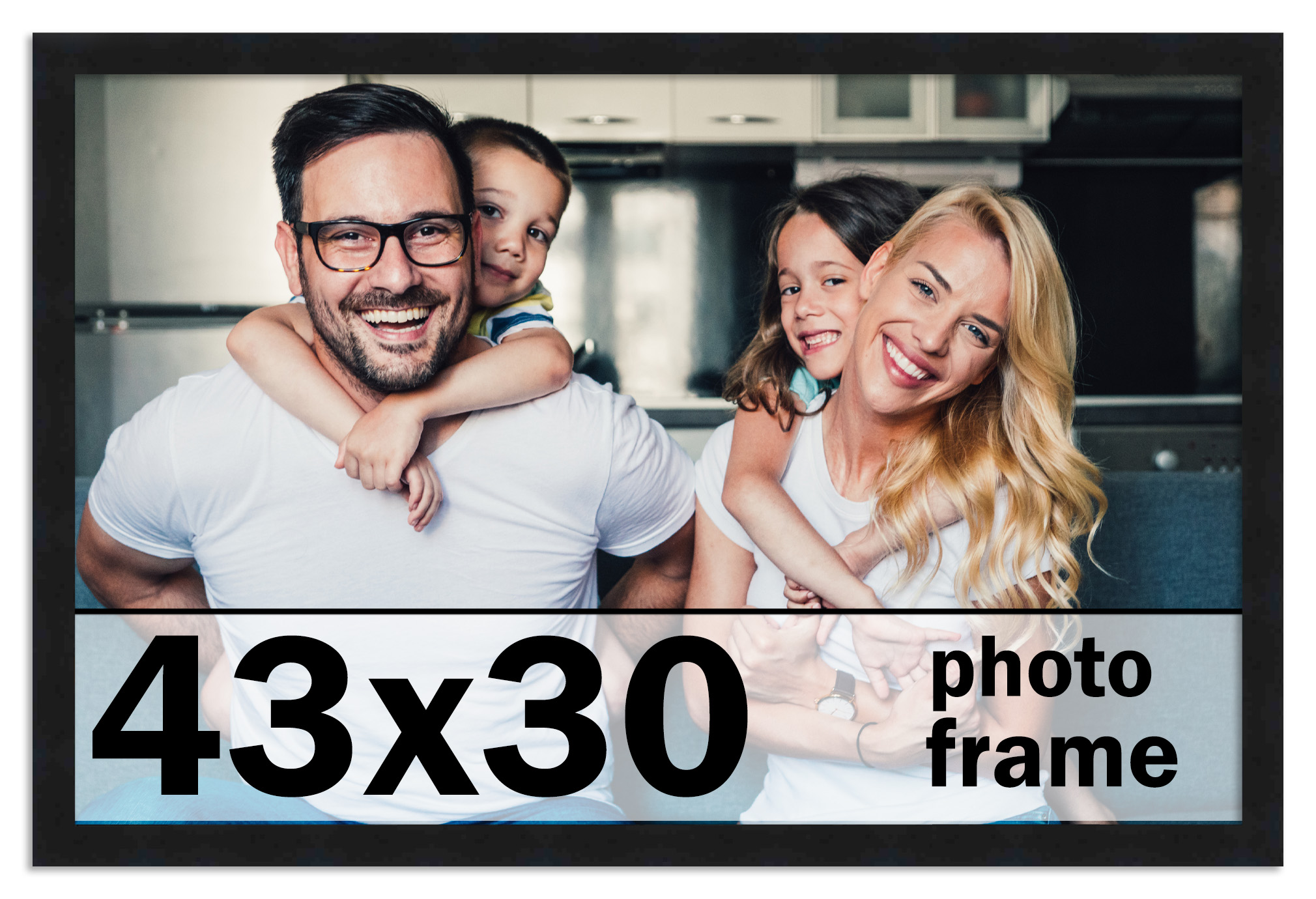 43×30 Frame Black Picture Frame Modern Photo Frame UV Acrylic, Acid Free Backer