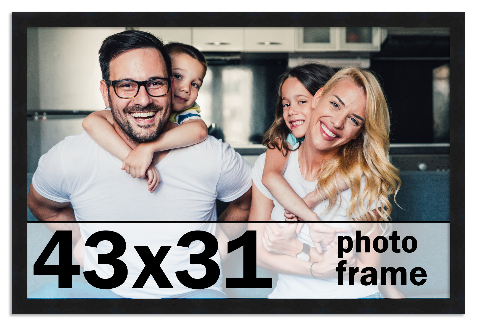 43x31 Frame Black Picture Frame Modern Photo Frame UV Acrylic, Acid Free Backer