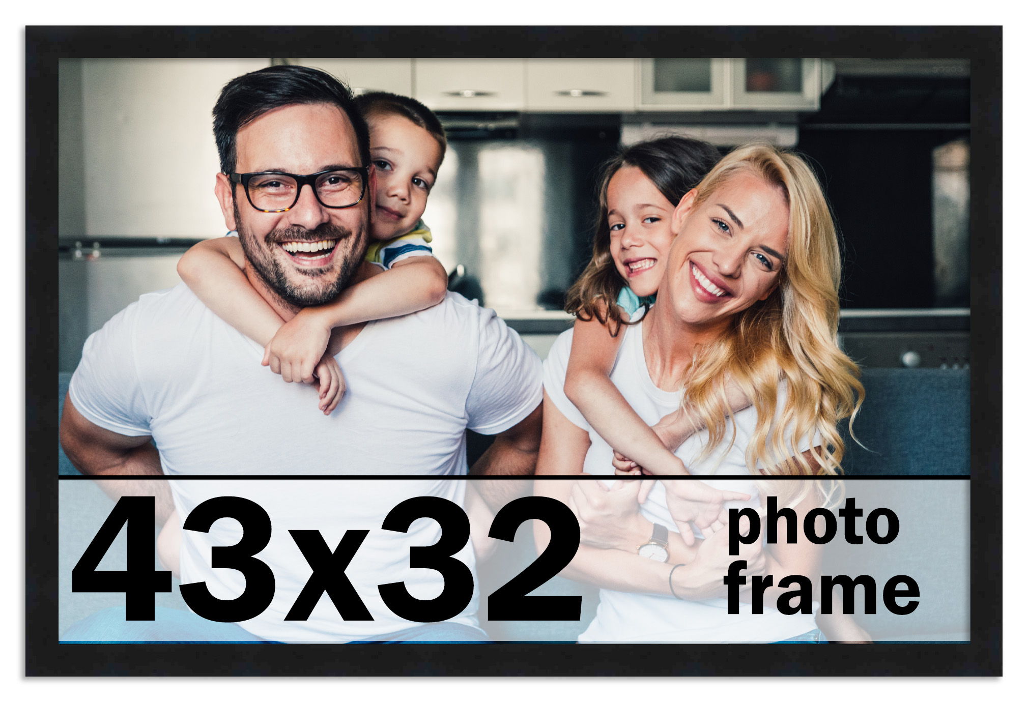 43×32 Frame Black Picture Frame Modern Photo Frame UV Acrylic, Acid Free Backer