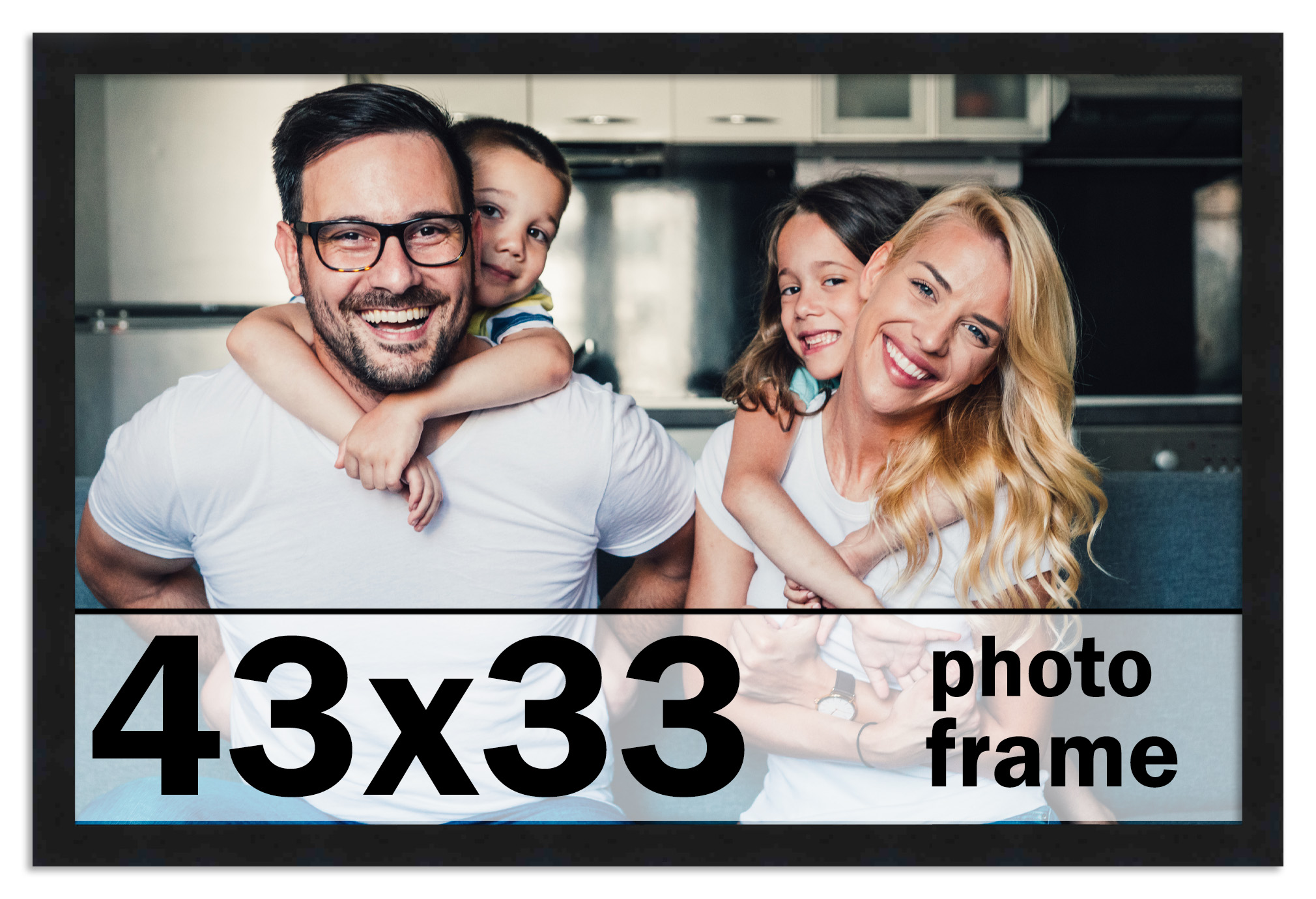 43×33 Frame Black Picture Frame Modern Photo Frame UV Acrylic, Acid Free Backer