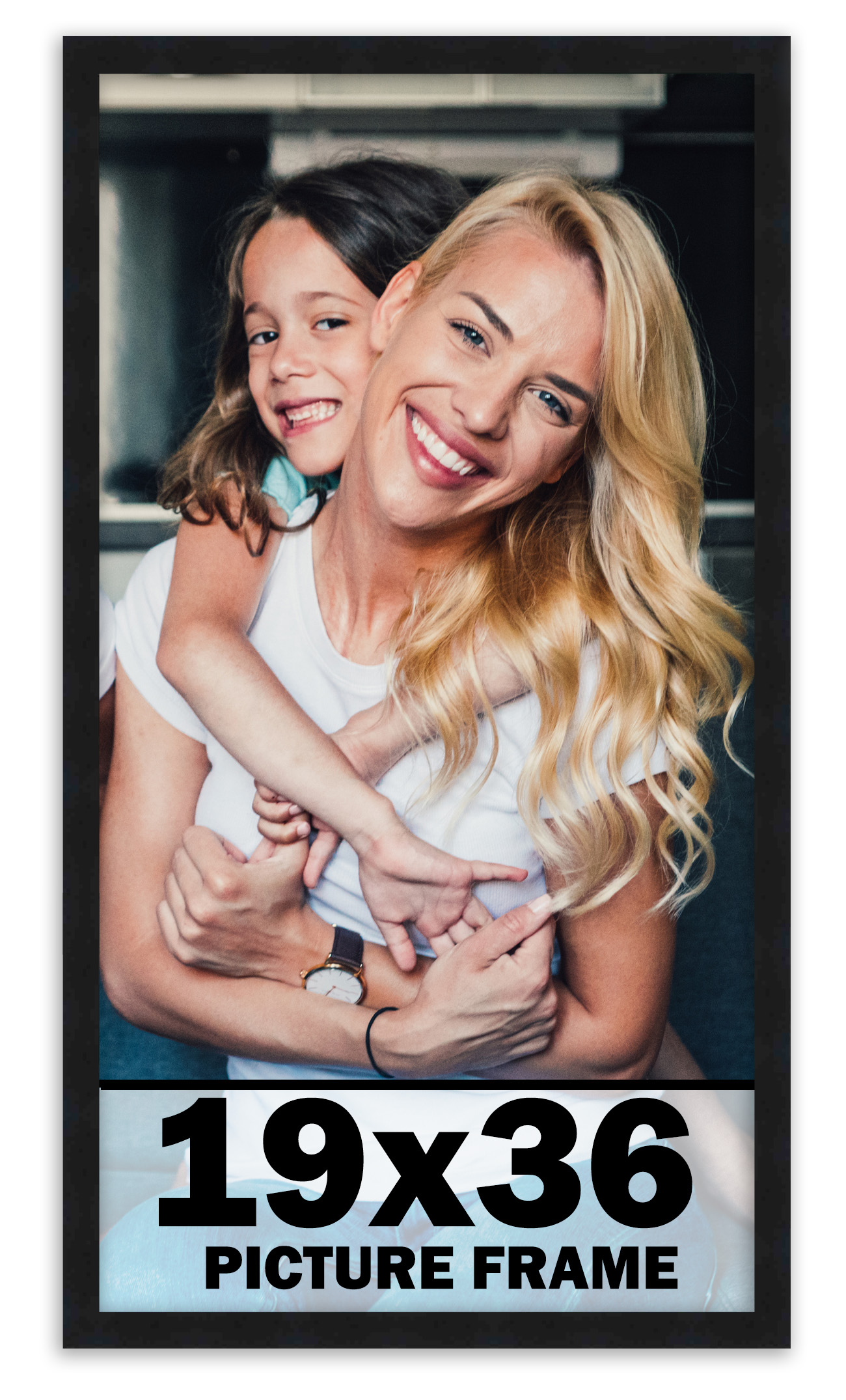 19×36 Frame Black Picture Frame Modern Photo Frame UV Acrylic, Acid Free Backer