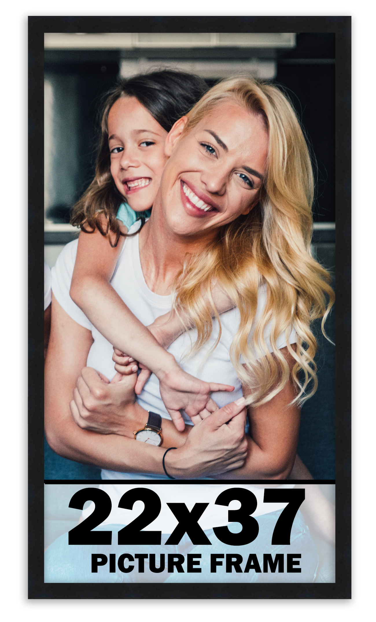 22×37 Frame Black Picture Frame Modern Photo Frame UV Acrylic, Acid Free Backer